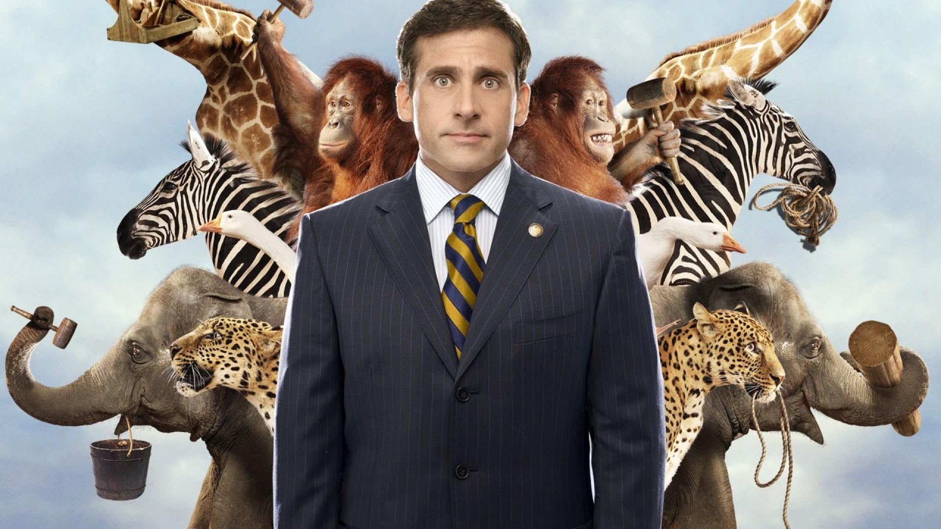 1920x1080 Download Wallpaper 1920x1080 evan almighty, actor, steve carell, man, costume, evan baxter, animals Full HD 1080p HD Background