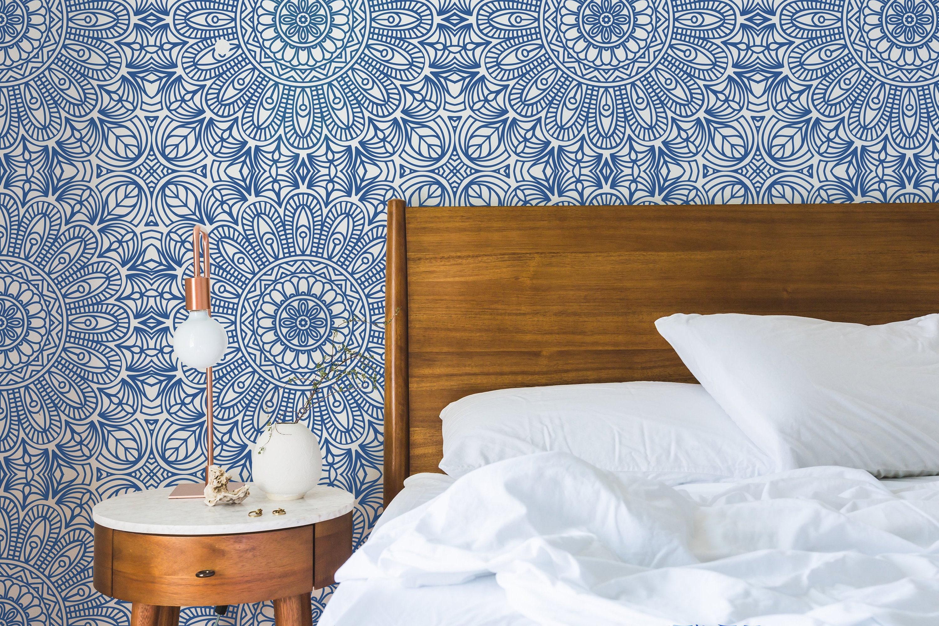 3000x2000 Moroccan Style Removable Wallpaper / Blue Mandala Peel and