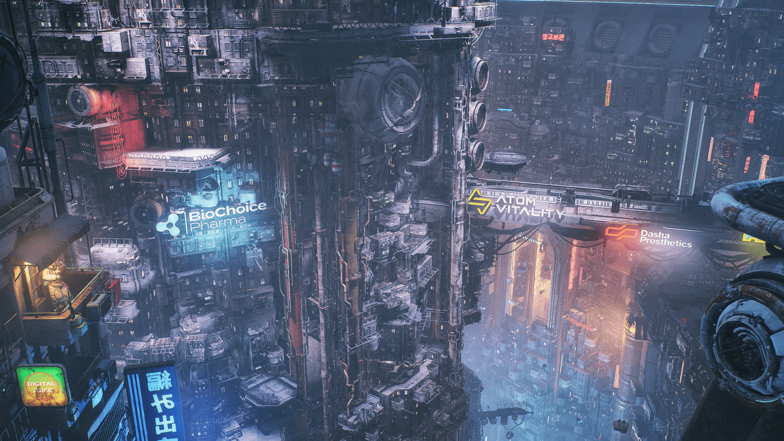 2560x1440 The Ascent Screen Shot Video Games Cyberpunk Wallpaper:2560x1440