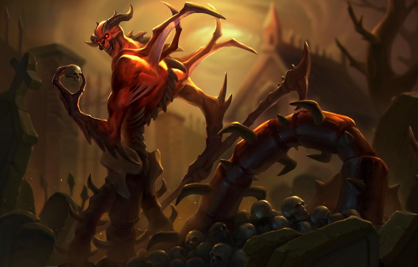 1332x850 Wallpaper skull, the demon, horns, hon, art, Heroes of Newerth, Mephisto Myrmidon, Myrmidon image for desktop, section игры