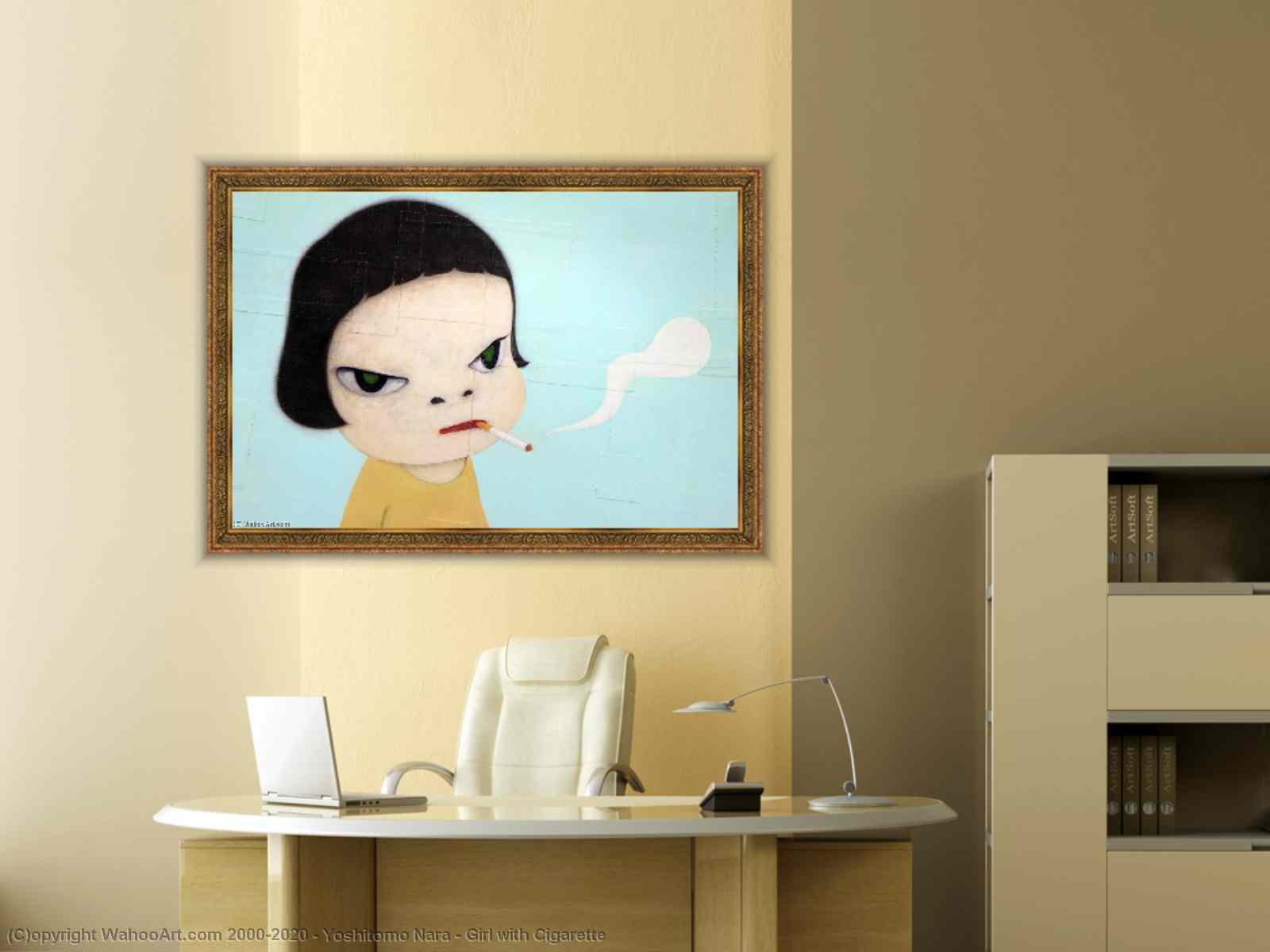 1600x1200 Girl with Cigarette by Yoshitomo Nara. Paintings Reproductions Pop Art