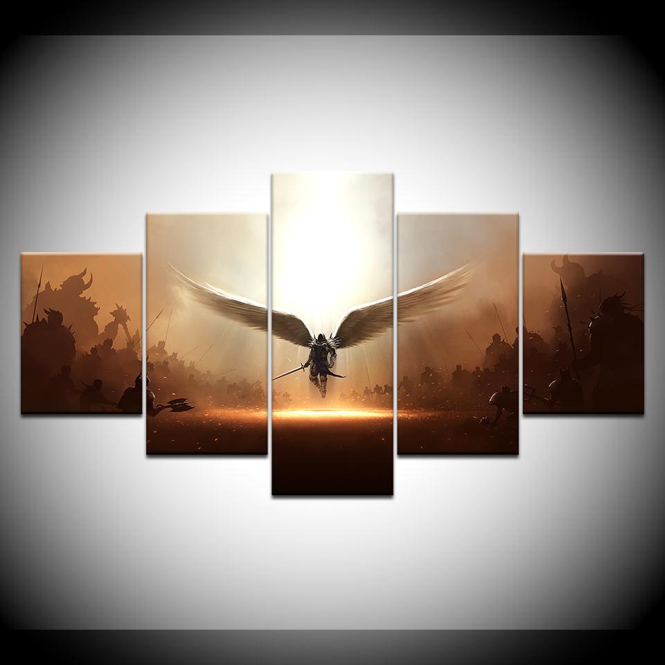 960x960 The game Two steps from hell archangel 5 Panels Wallpaper modern Modular Poster art Canvas painting for Living Room Home Decor Home & Garden