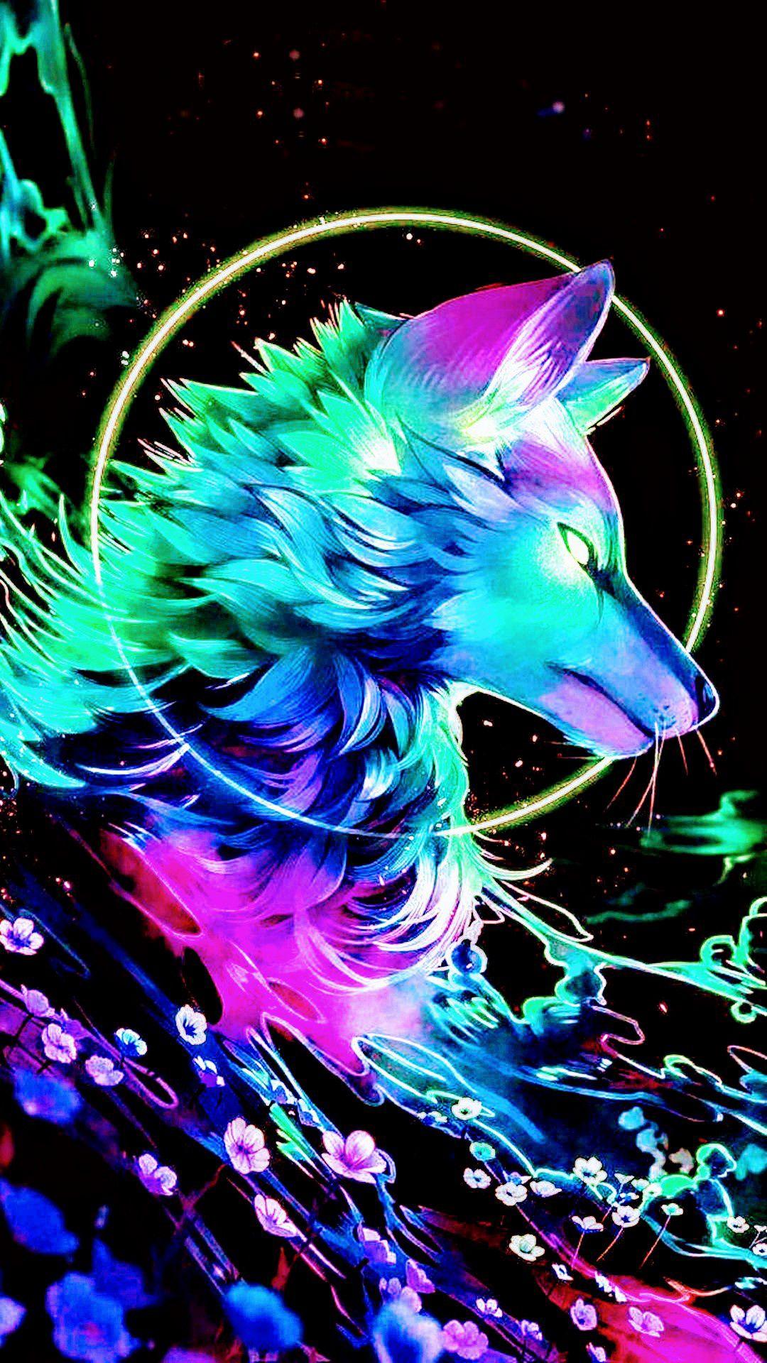 1080x1920 neon wolf