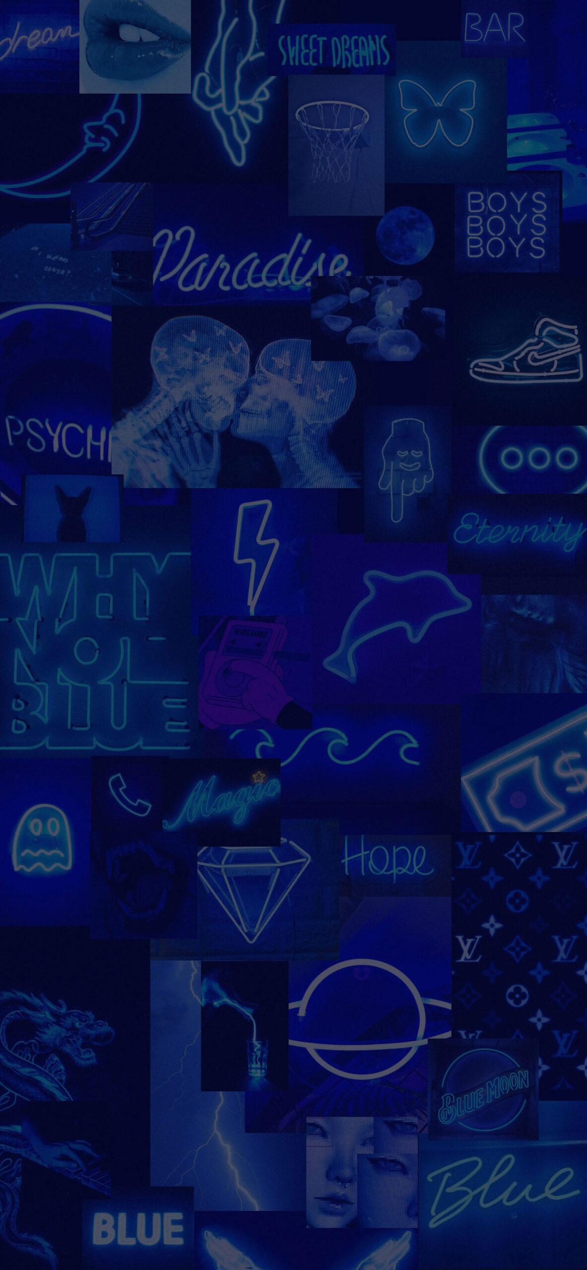 1183x2560 Blue Neon Aesthetic Wallpaper Blue Wallpaper for iPhone