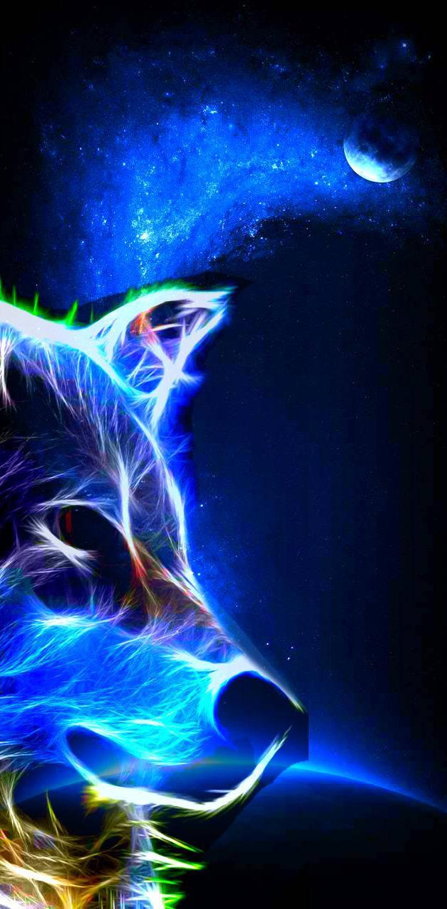630x1280 Download Cool Galaxy Wolf With Neon Colors Wallpaper