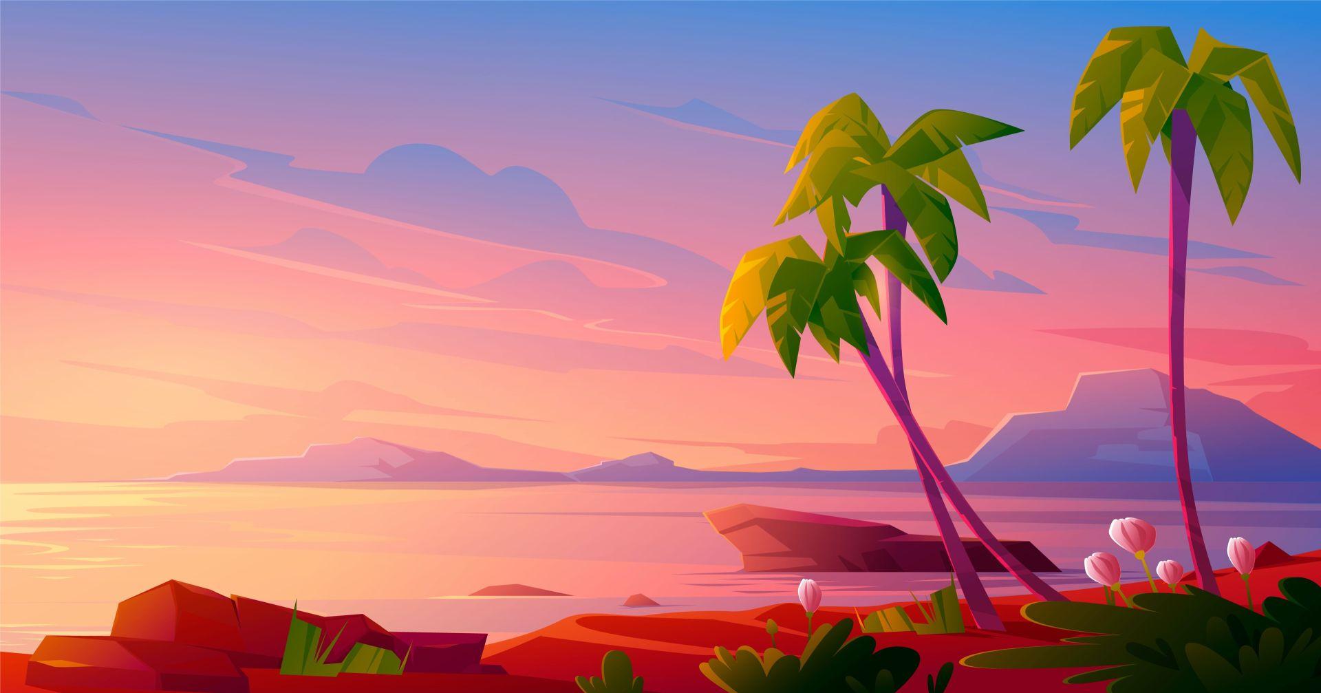 1920x1007 Pink beach
