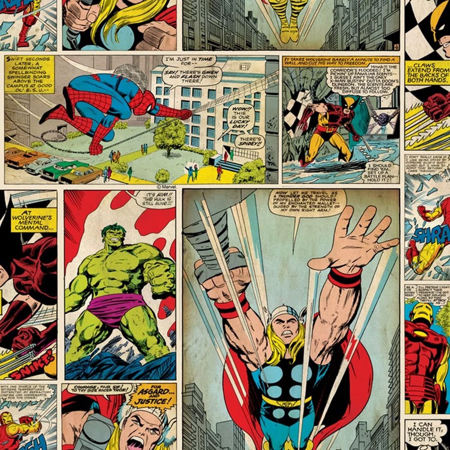 1500x1500 Graham & Brown Marvel Comic Strip Collection Kids Home IV 70 264 Paper Wallpaper Multi Coloured : Amazon.de: DIY & Tools