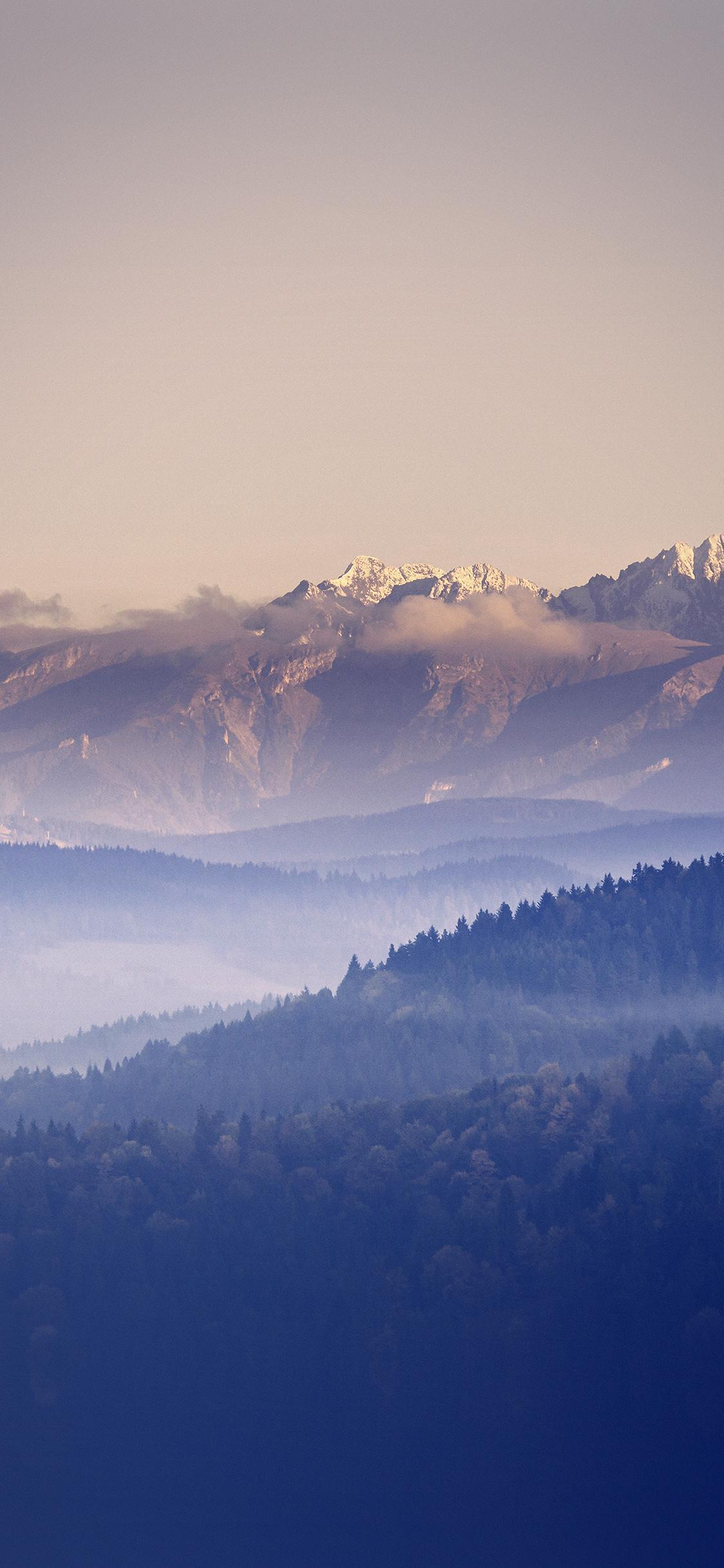 1125x2436 mountain peace blue sky nature