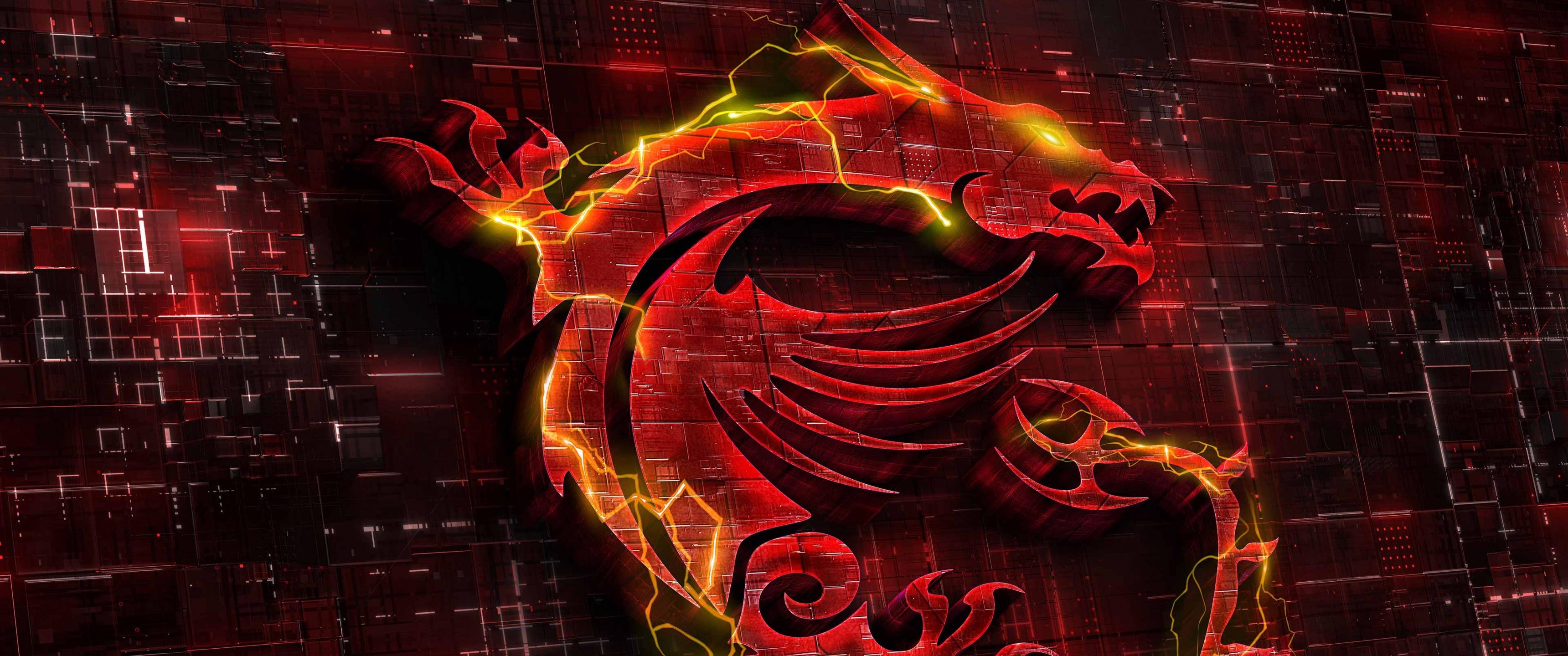 3440x1440 MSI Gaming Wallpaper 4K, Dragon, Fire