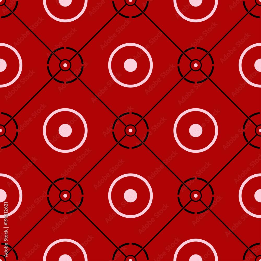 1000x1000 Seamless pattern with geometric design. Black red and white background for wallpaper, textile and fabrics Stock Vector