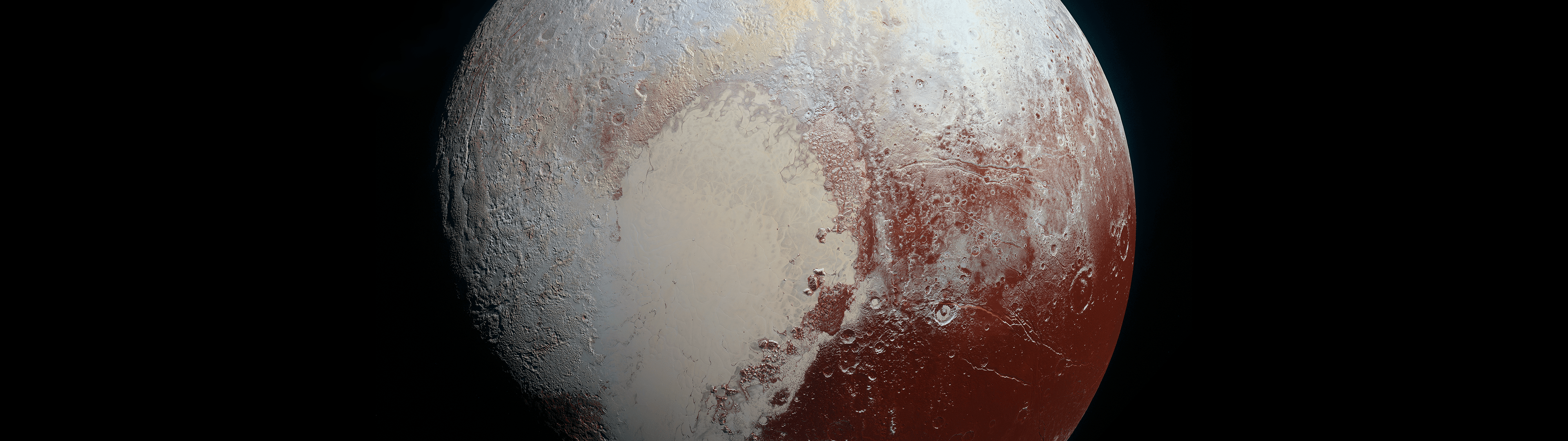 3840x1080 F: 533.2 kbytes, wallpaper. Pluto from the window