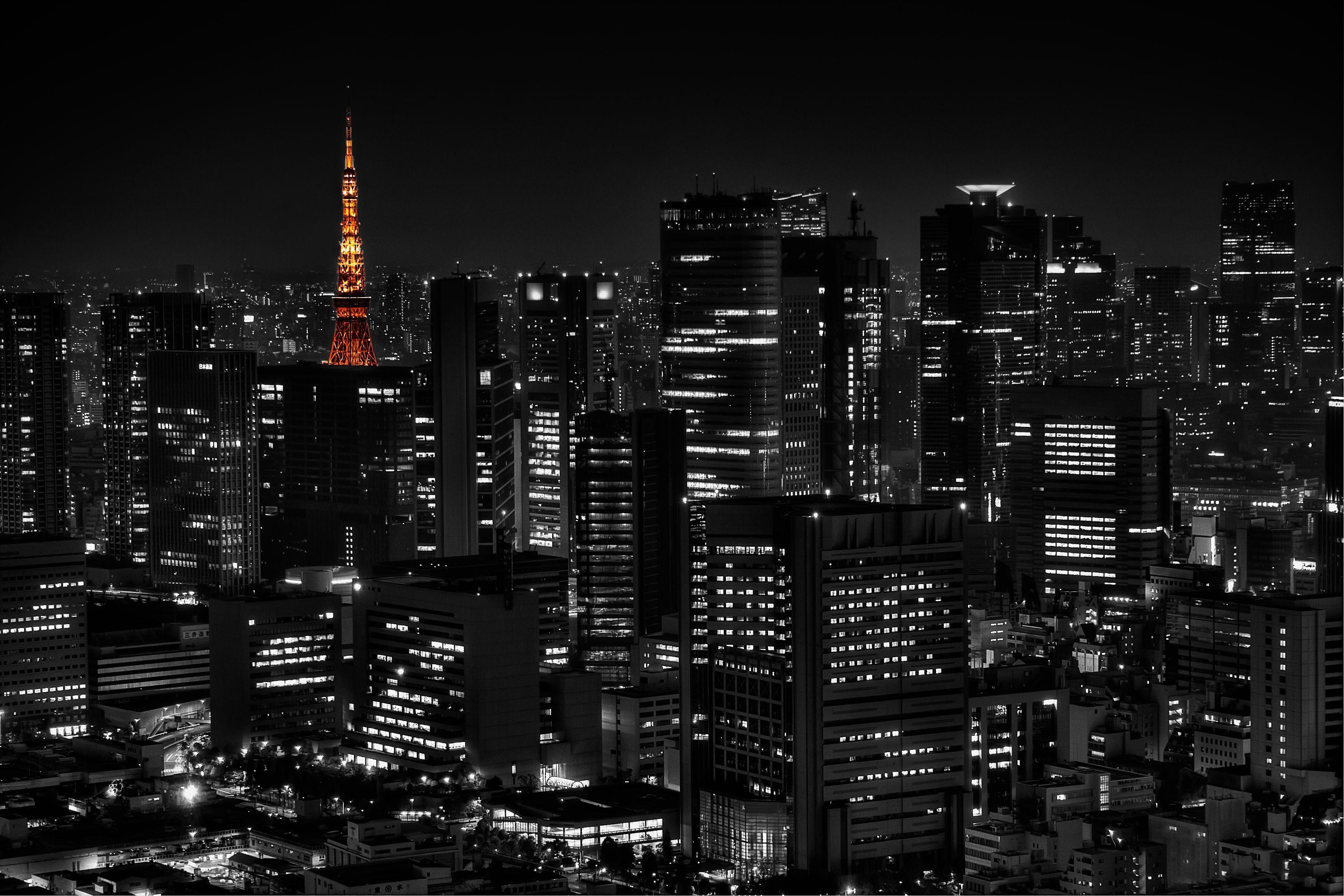 3456x2304 Tokyo Black and White Wallpaper