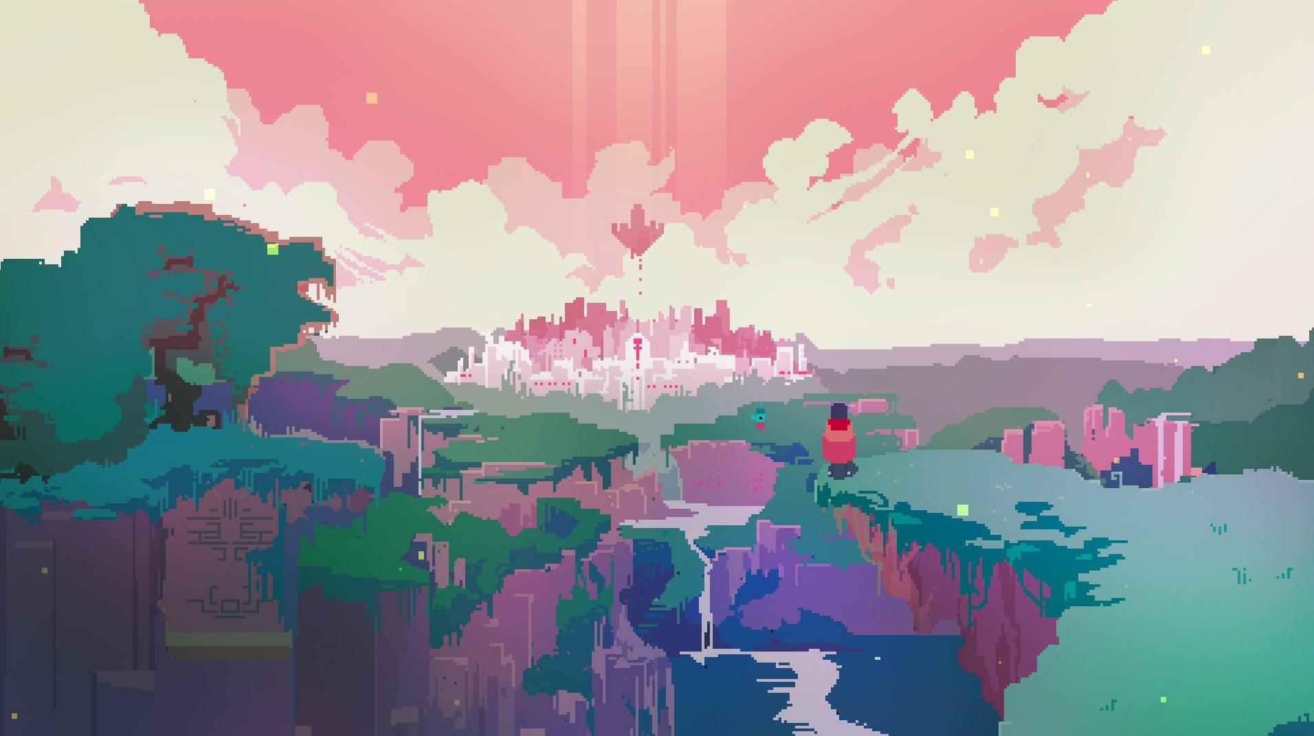 1912x1072 Hyper Light Drifter, pixels, fantasy art, digital art, video games, pixel art, landscape Gallery HD Wallpaper