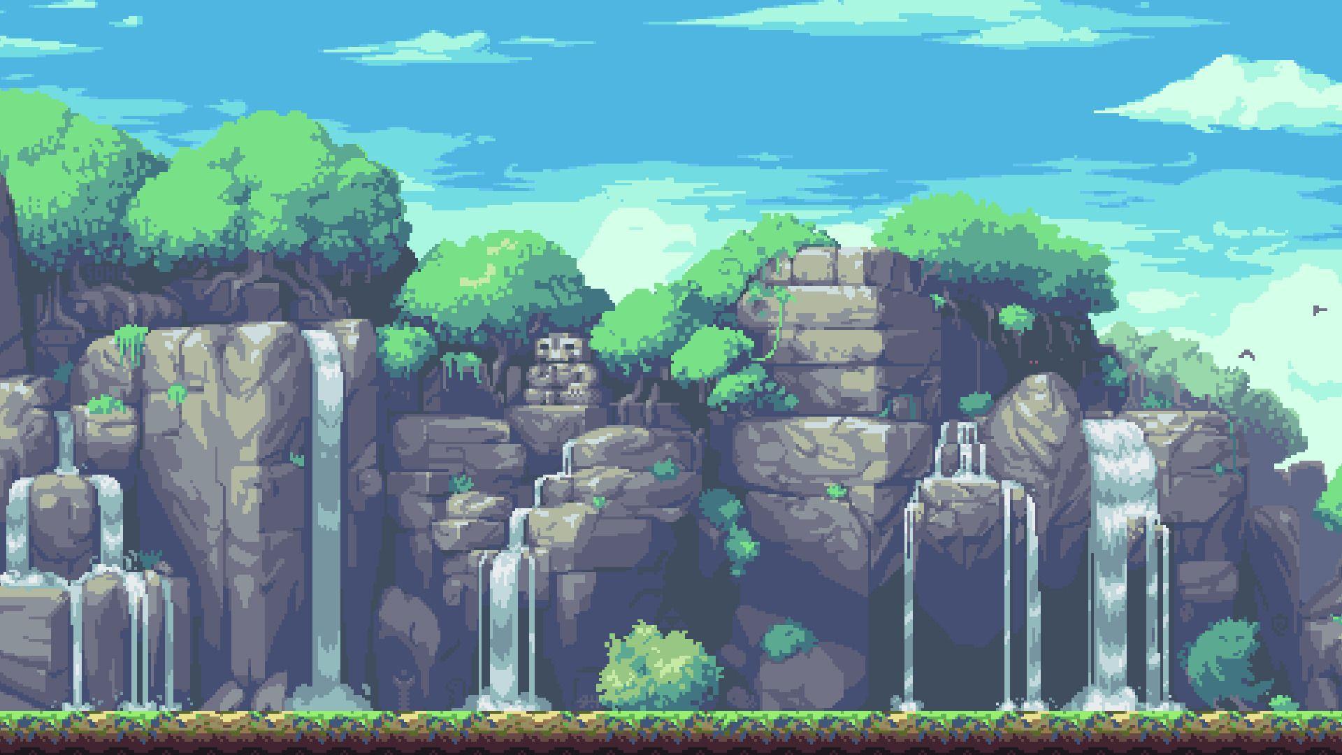1920x1080 Landscape Pixel Art Wallpaper