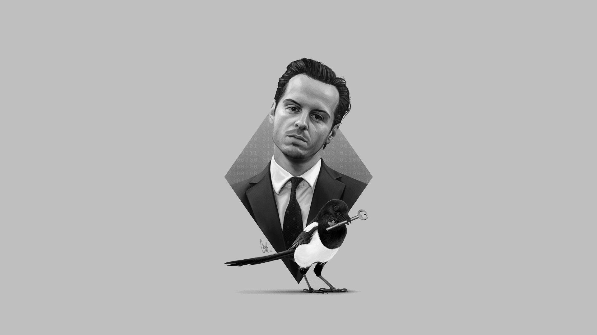 1920x1080 James Moriarty, Sherlock, Monochrome Wallpaper HD / Desktop and Mobile Background