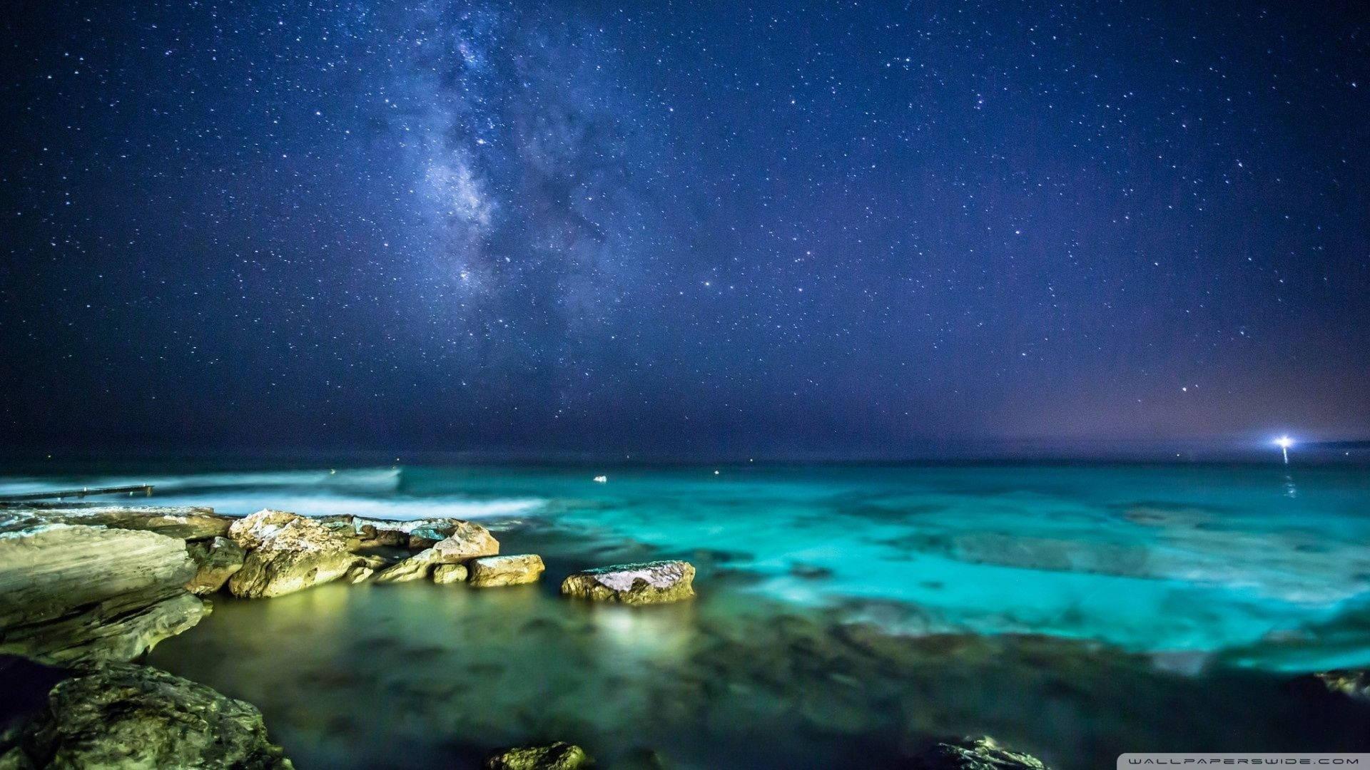 1920x1080 Download Ocean Night Sky Wallpaper