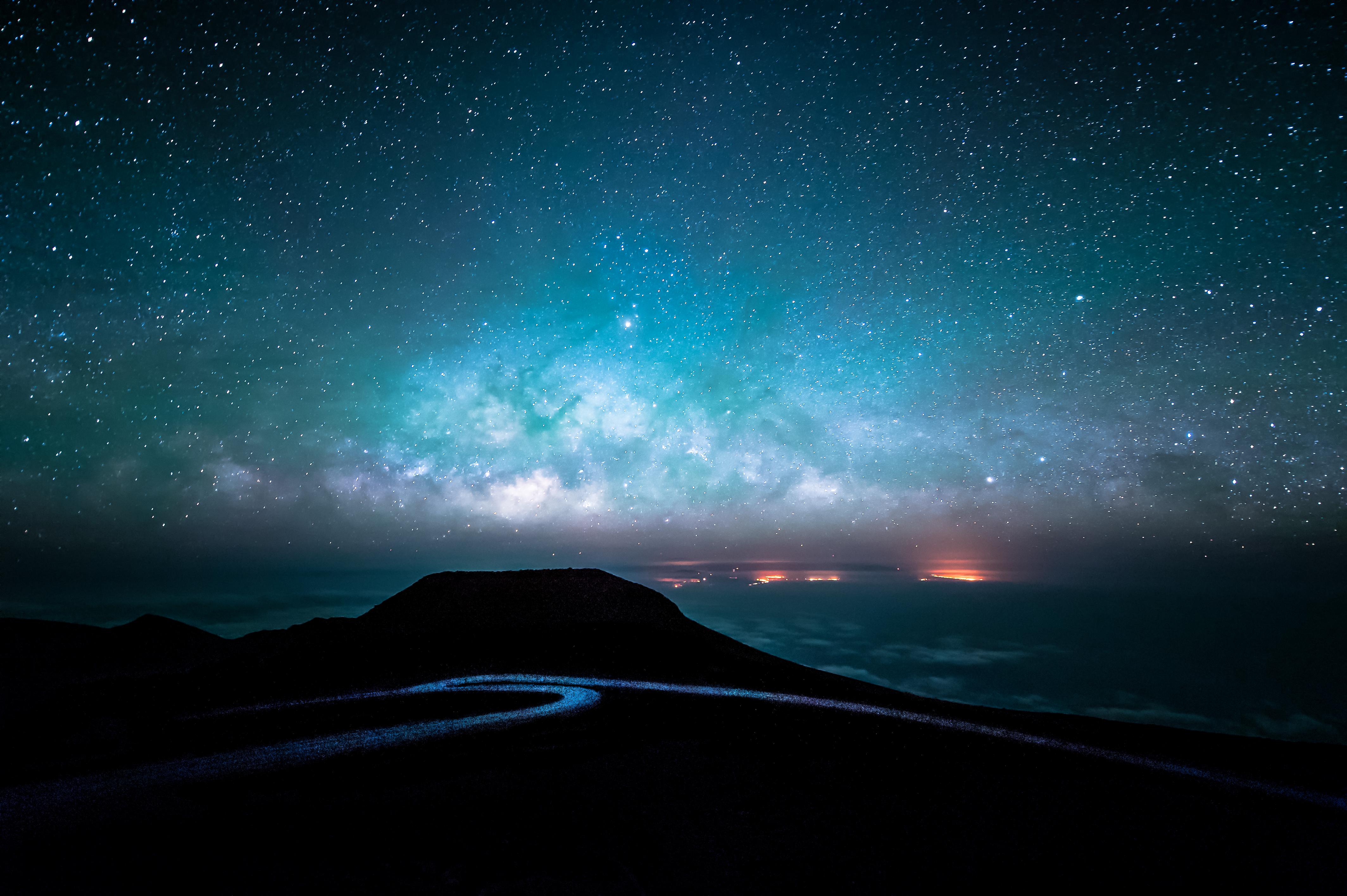 4256x2832 HD desktop wallpaper: Sky, Stars, Night, Road, Starry Sky, Earth, Milky Way download free picture