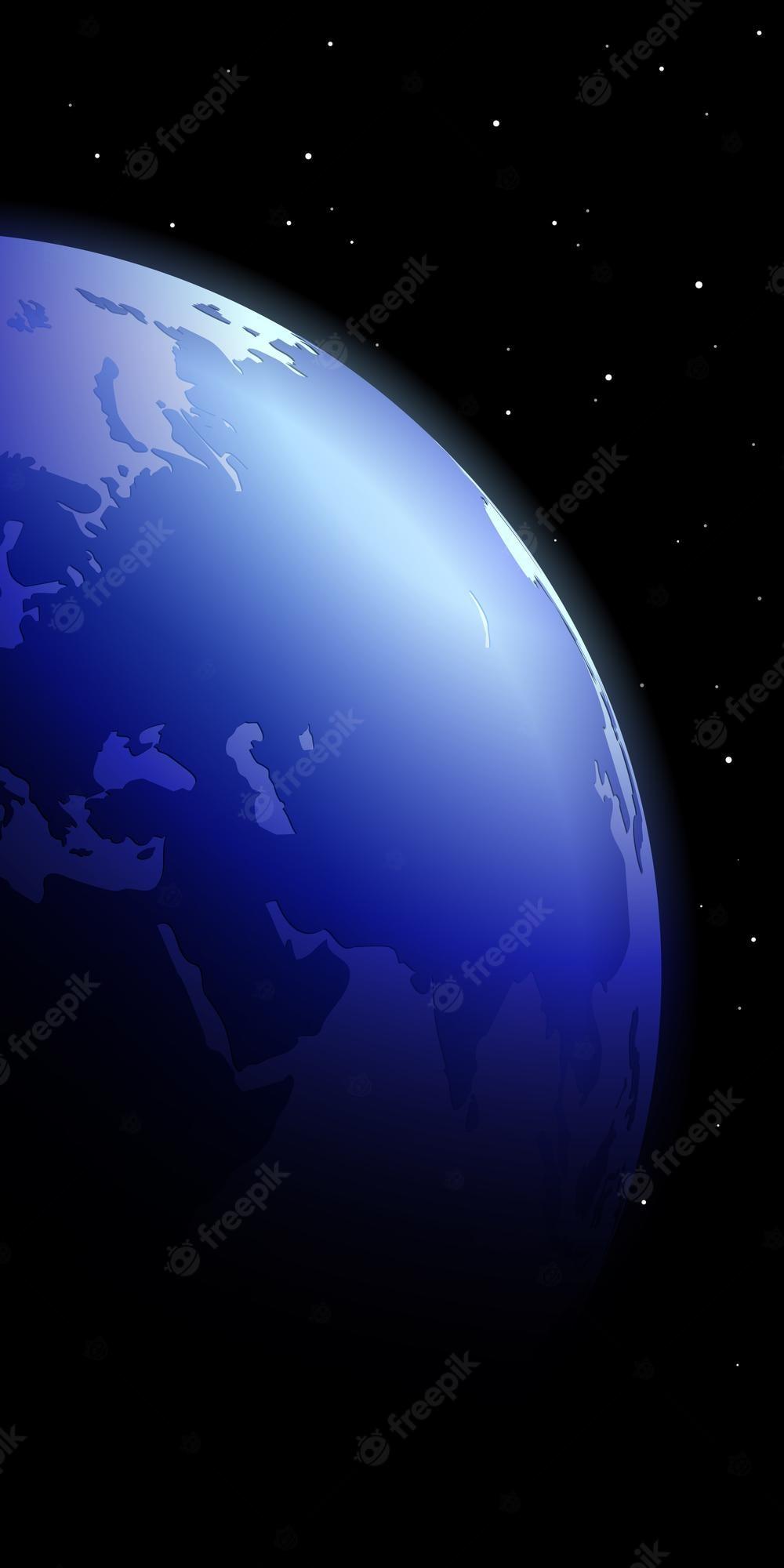 1000x2000 Premium Vector. Wallpaper for smartphone space planet earth and night sky with stars vector illustration