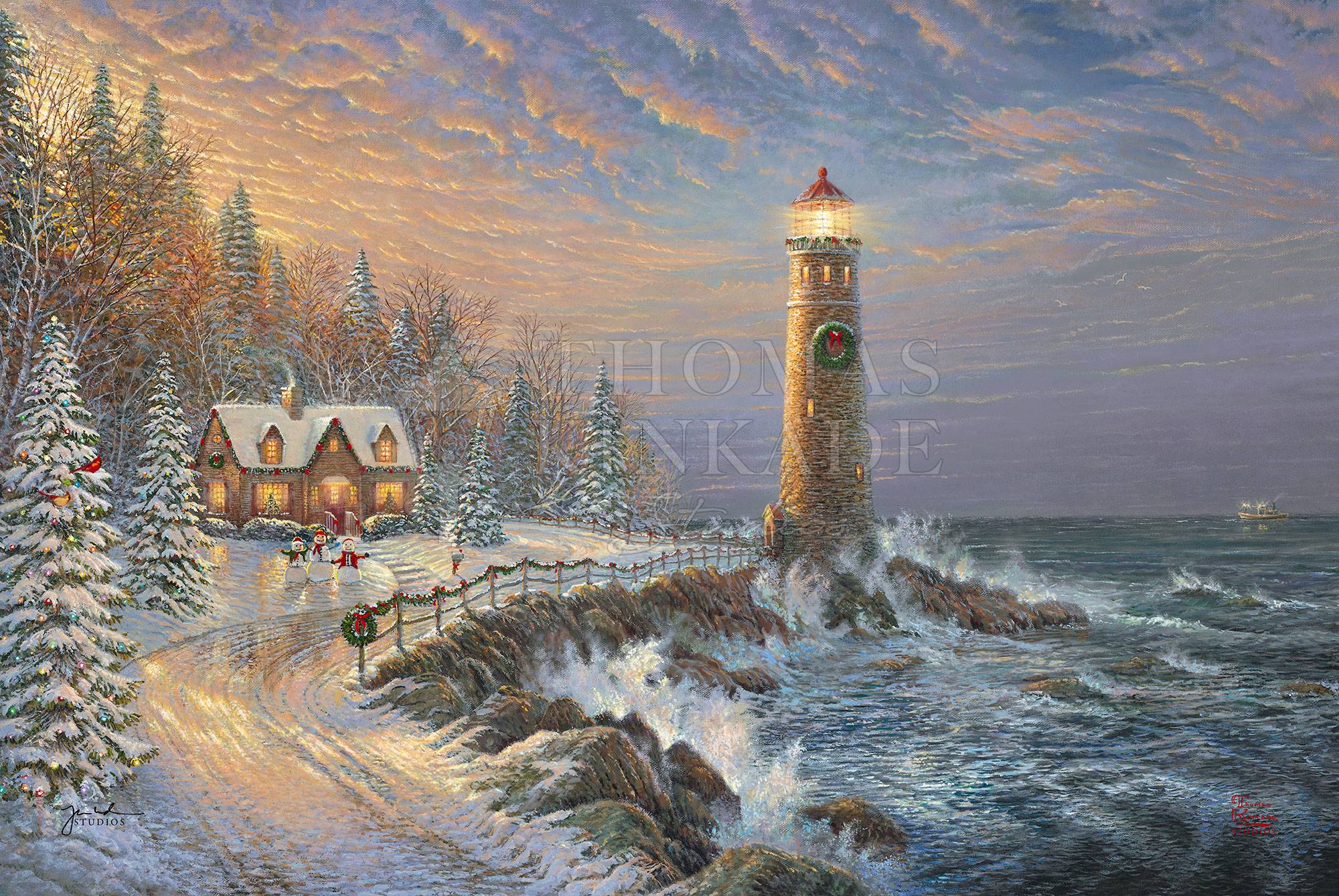 2000x1339 Christmas Lighthouse