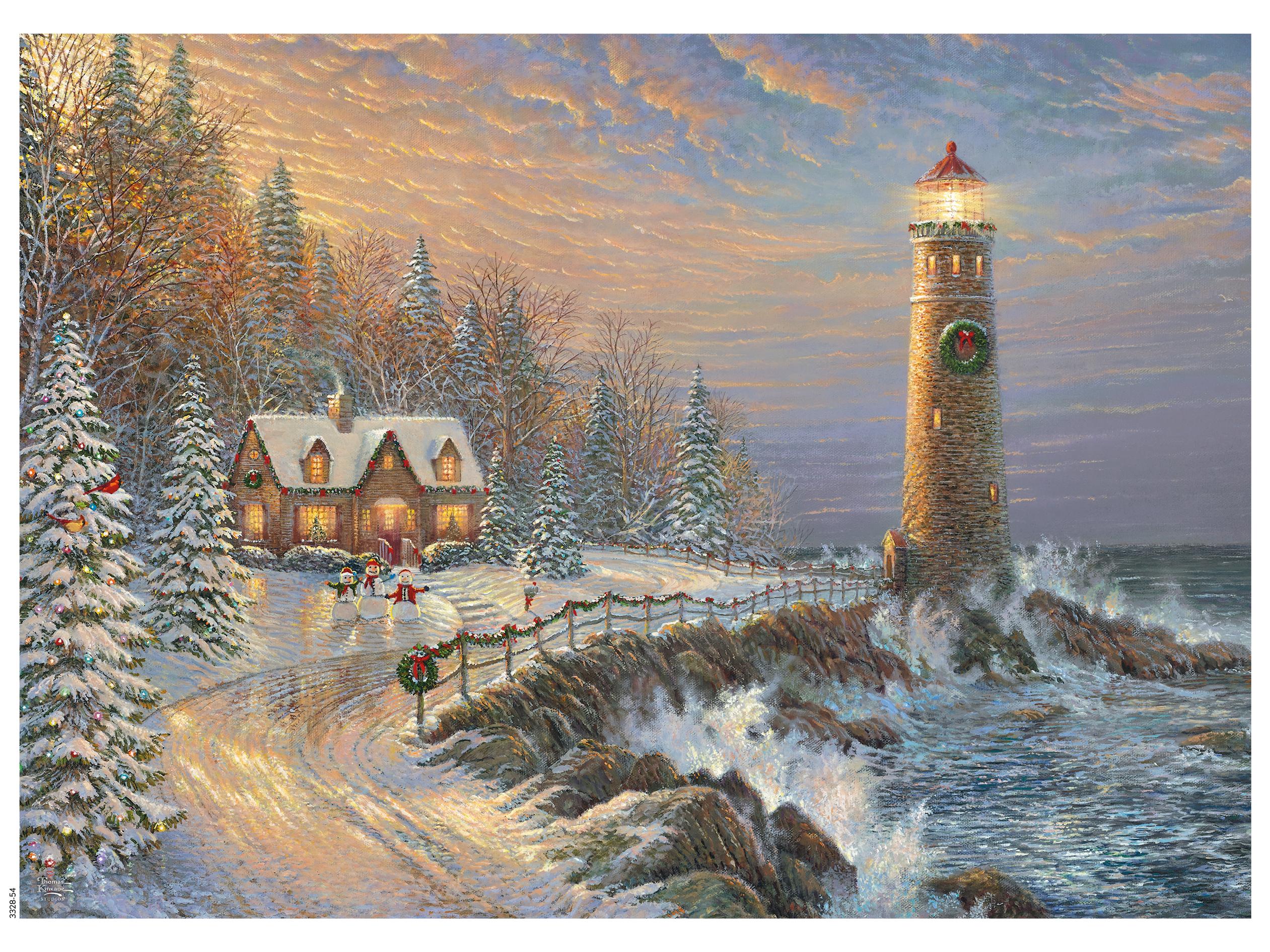 2522x1891 Christmas Lighthouse Thomas Kinkade Holiday, 1000 Pieces, Ceaco