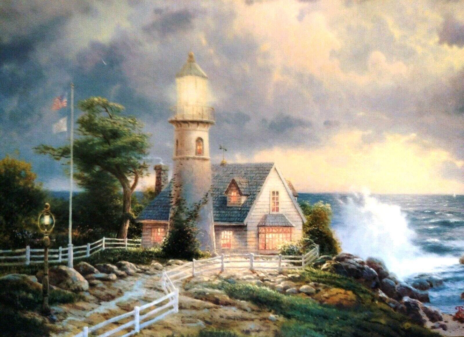 1600x1165 Thomas Kinkade A Light in the Storm Library Edition Framed