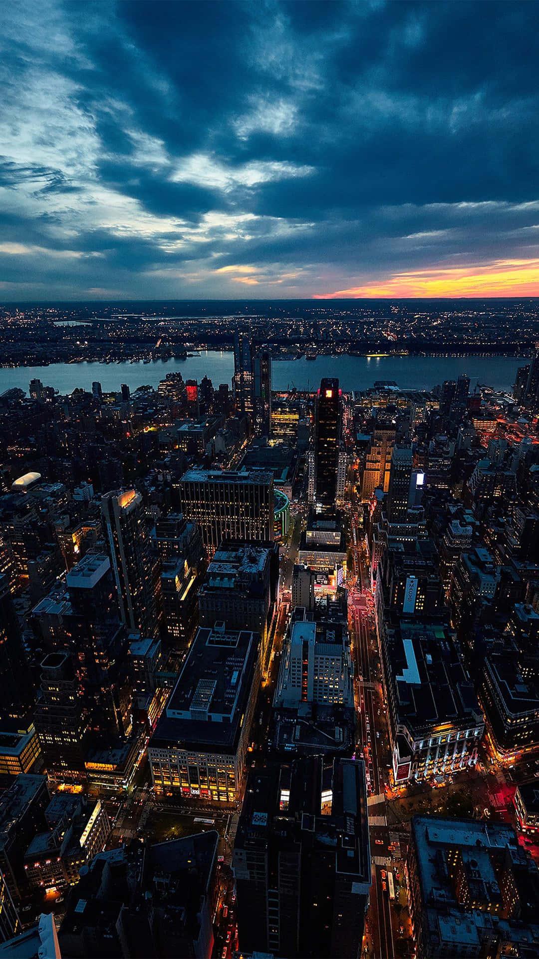 1080x1920 Download New York City iPhone Sunset Aerial Shot Wallpaper
