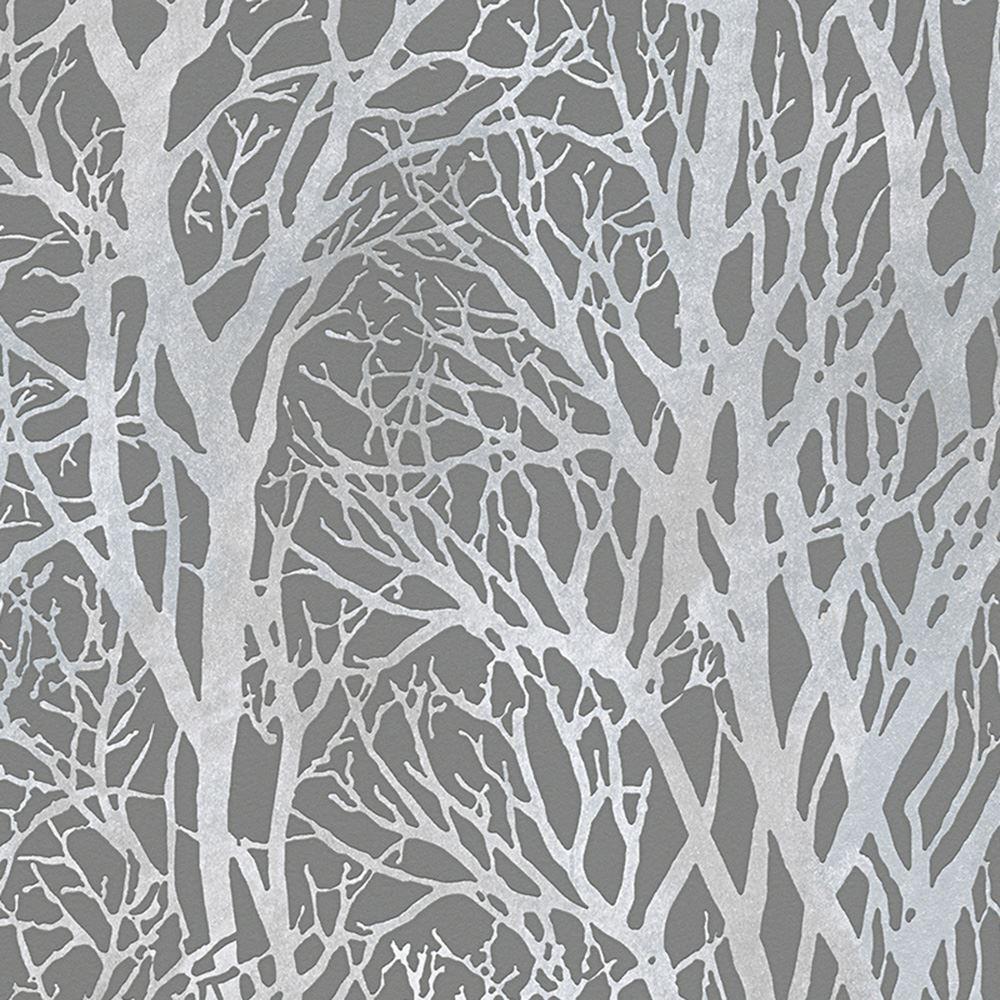 1000x1000 TREE BRANCHES WALLPAPER DARK GREY & SILVER CREATION 300943 FOREST 4051315123607