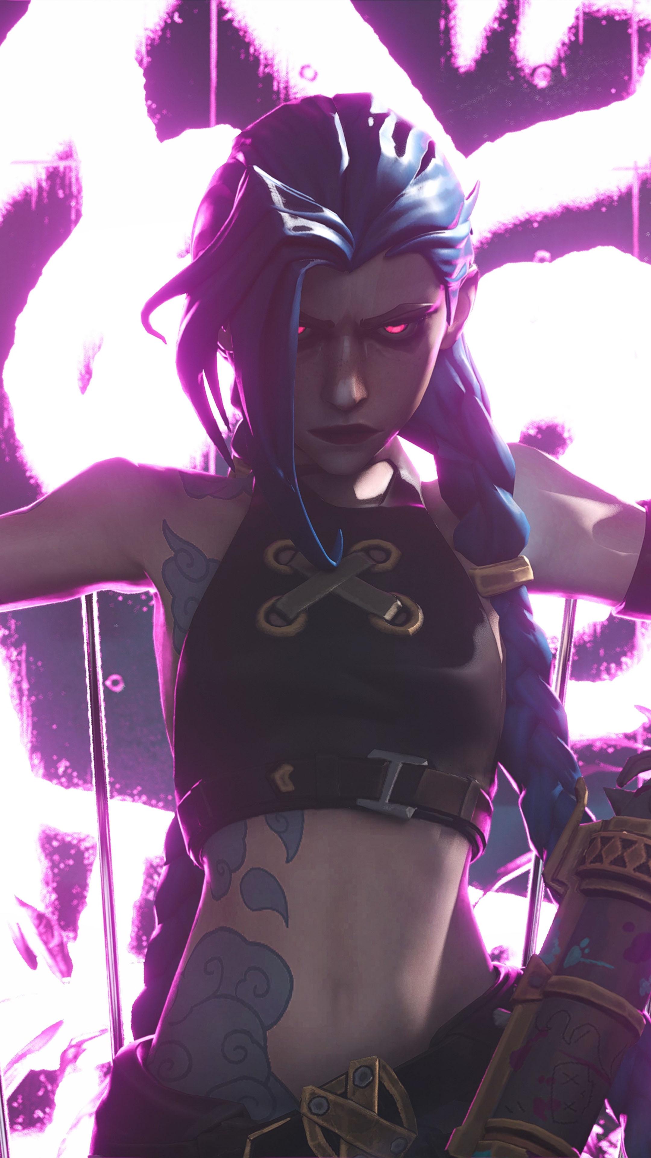 2160x3840 Jinx League of Legends Purple Eye 4K Ultra HD Mobile Wallpaper