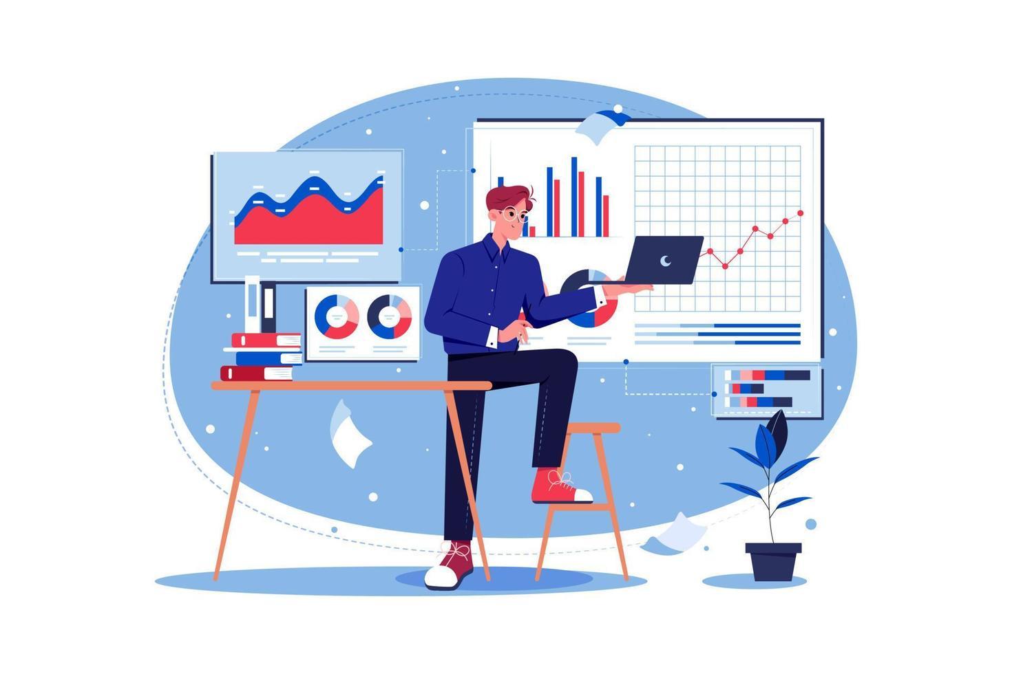 1470x980 Data Analyst Illustration concept on white background