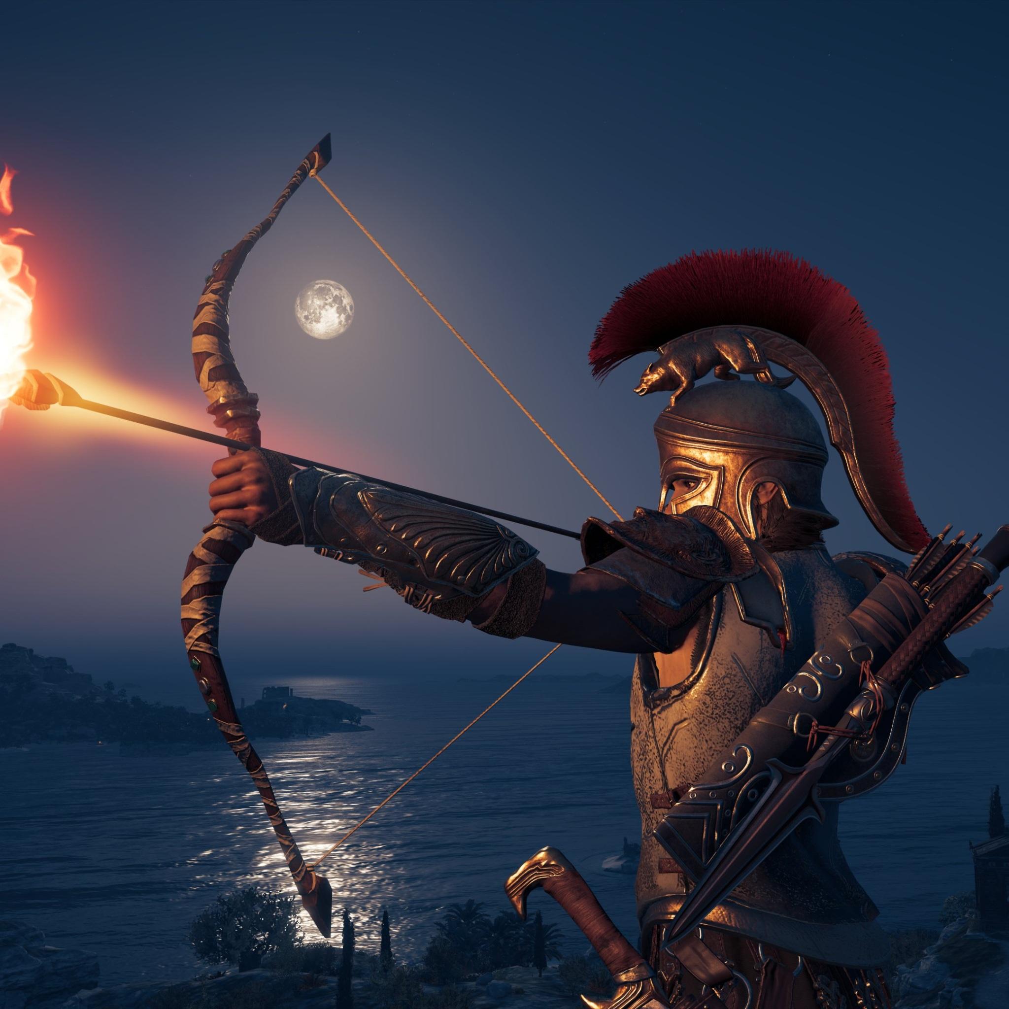 2048x2048 Wallpaper 4k 4k Assassins Creed Odyssey Bow And Arrow Wallpaper