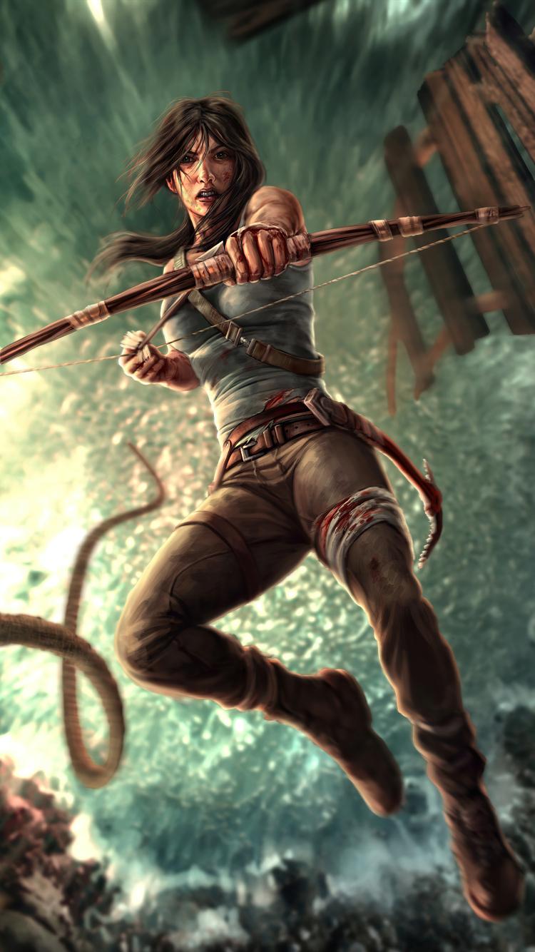750x1334 Lara Croft With Bow And Arrow iPhone iPhone 6S, iPhone 7 HD 4k Wallpaper, Image, Background, Photo and Picture