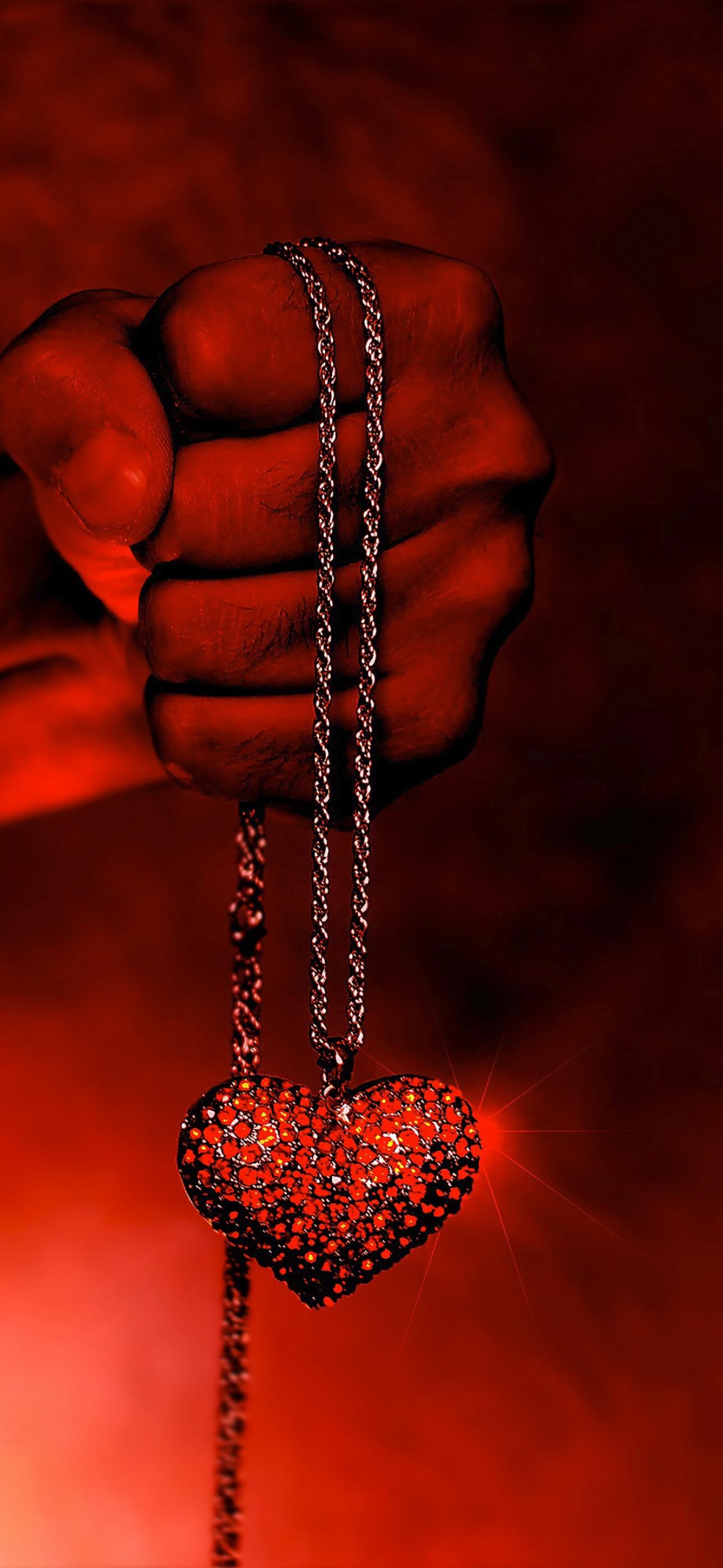 1290x2796 Love heart Wallpaper 4K, Necklace, Hand, Fire, Love
