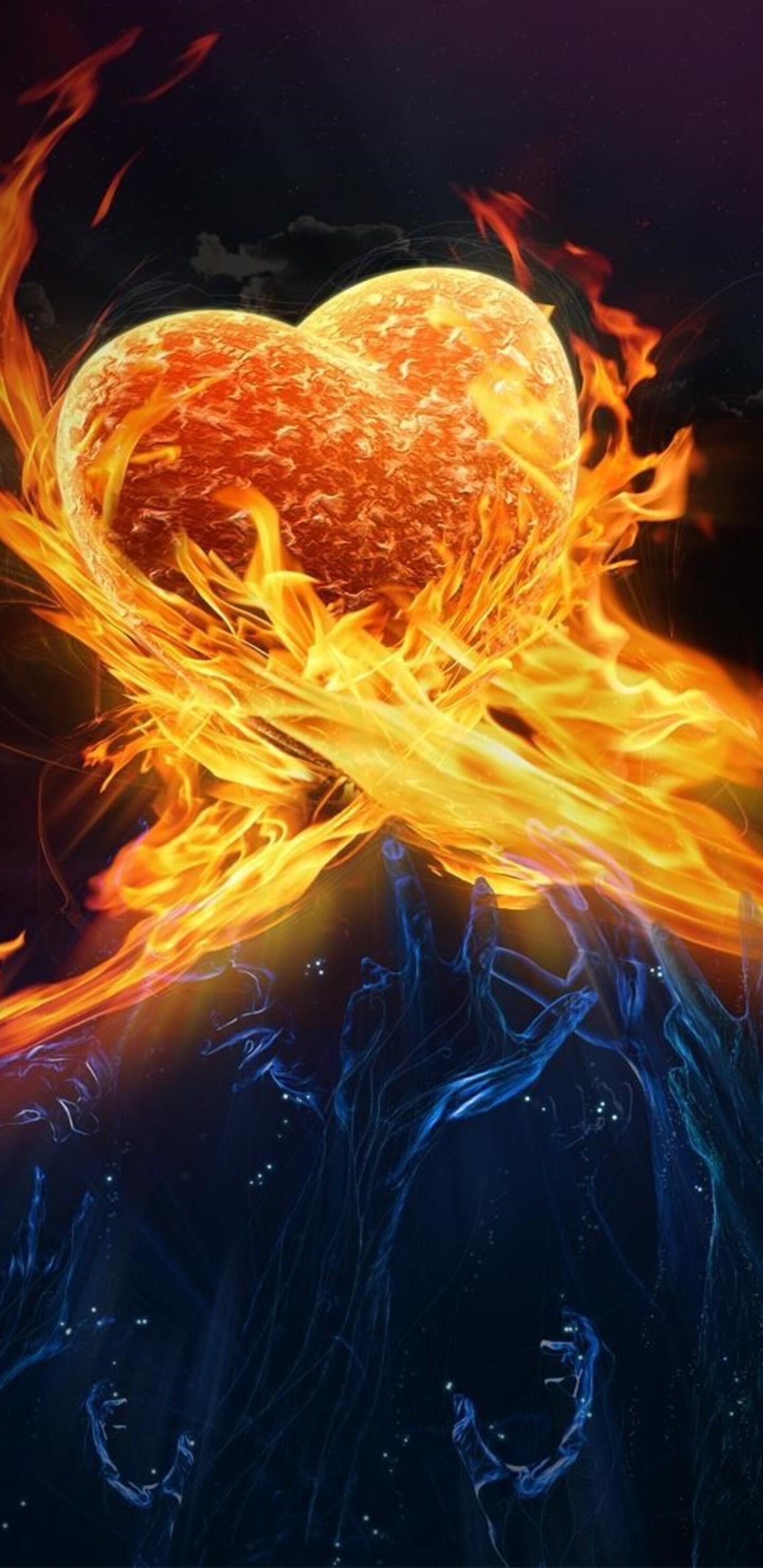 1440x2960 Fire heart Wallpaper Download