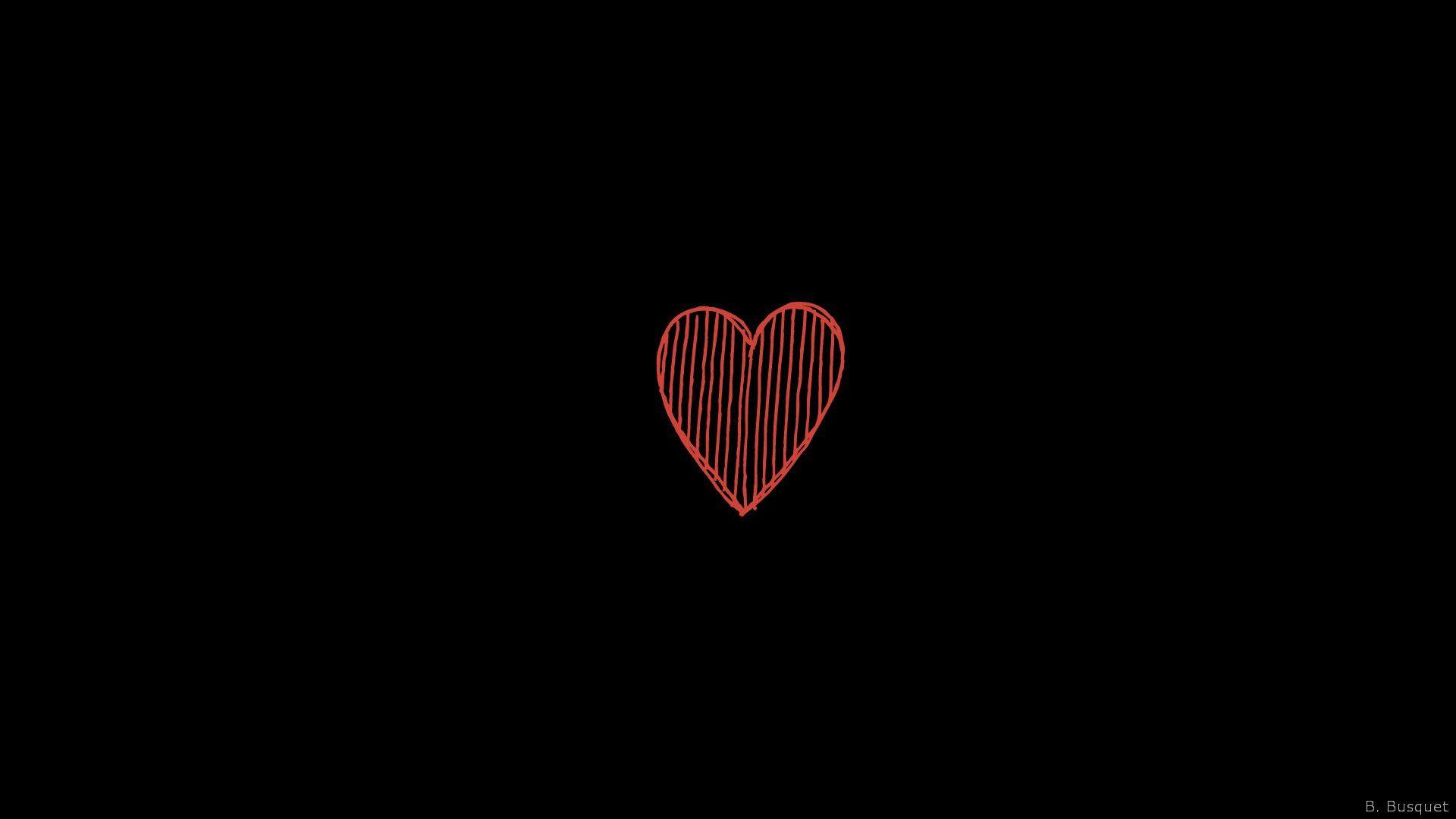 1920x1080 Aesthetic Heart Black Wallpaper