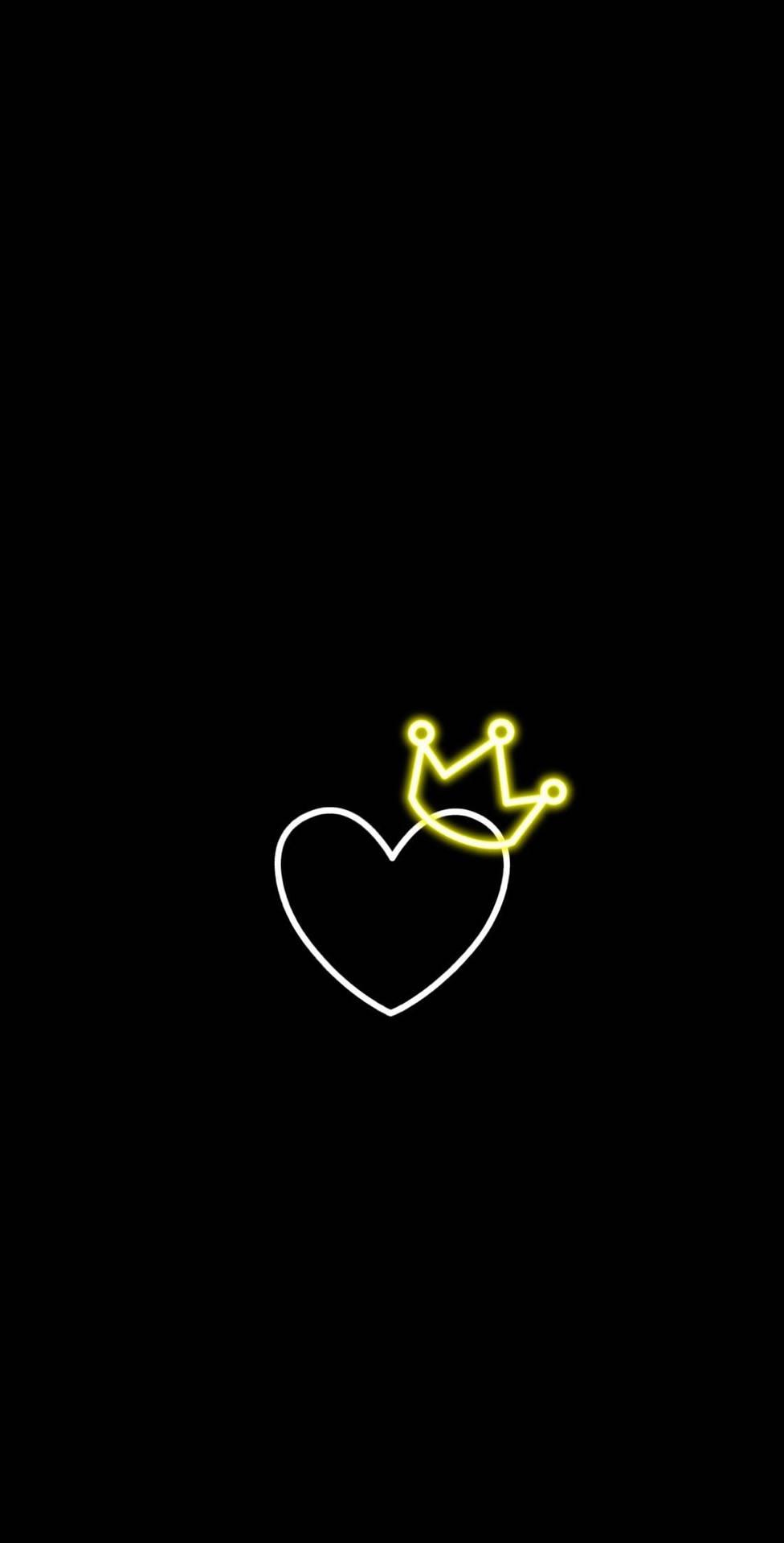976x1920 Download Dark Heart With Yellow Crown Wallpaper