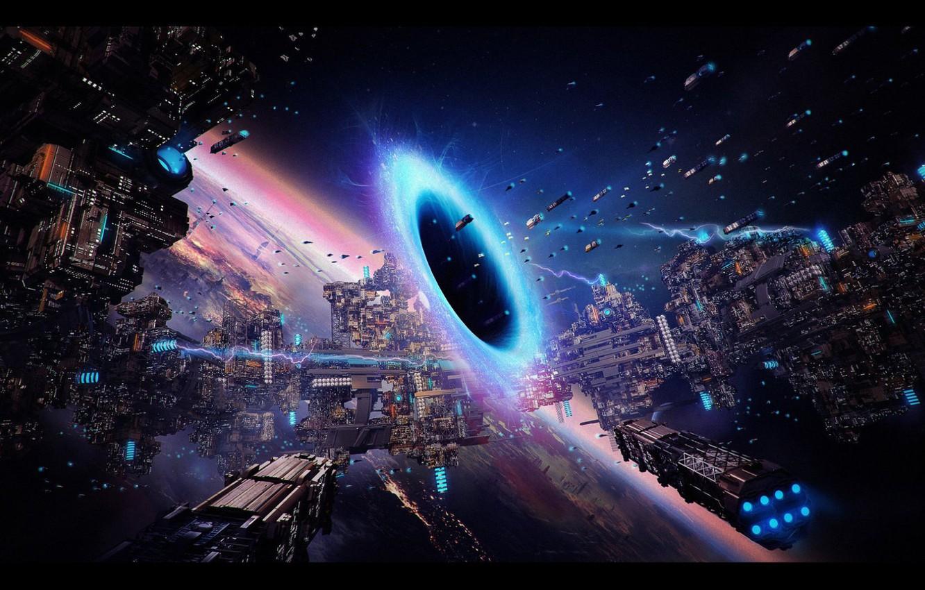 1332x850 Wallpaper space, planet, hole, the portal, exodus image for desktop, section фантастика