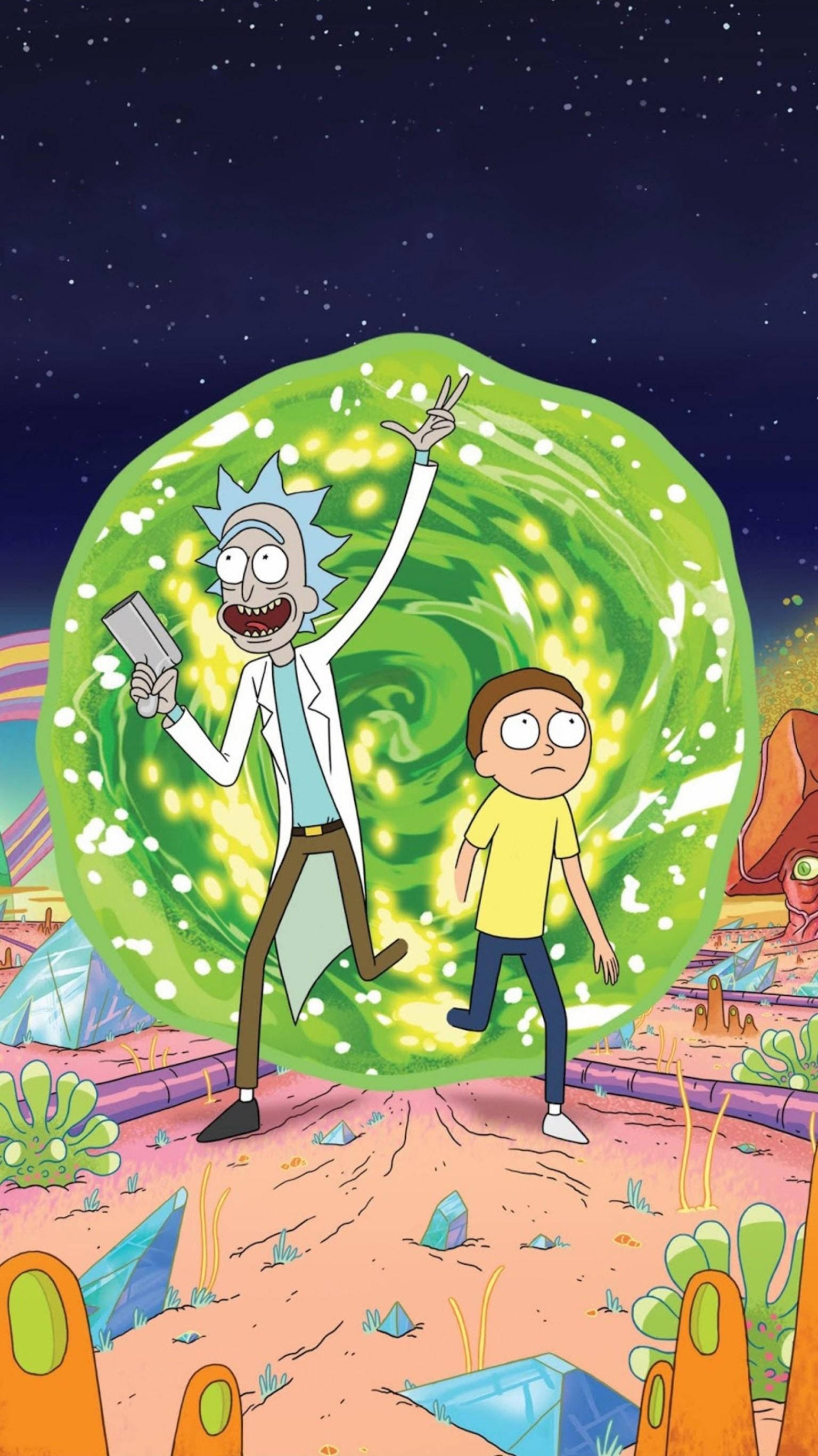 1536x2733 Download Space Portal Rick And Morty iPhone Wallpaper