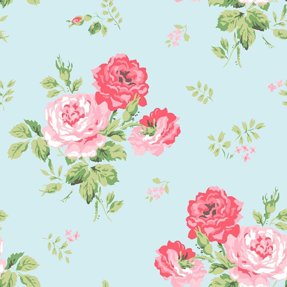 1000x1000 Muriva Cath Kidston Antique Rose Wallpaper Duck Egg 182501