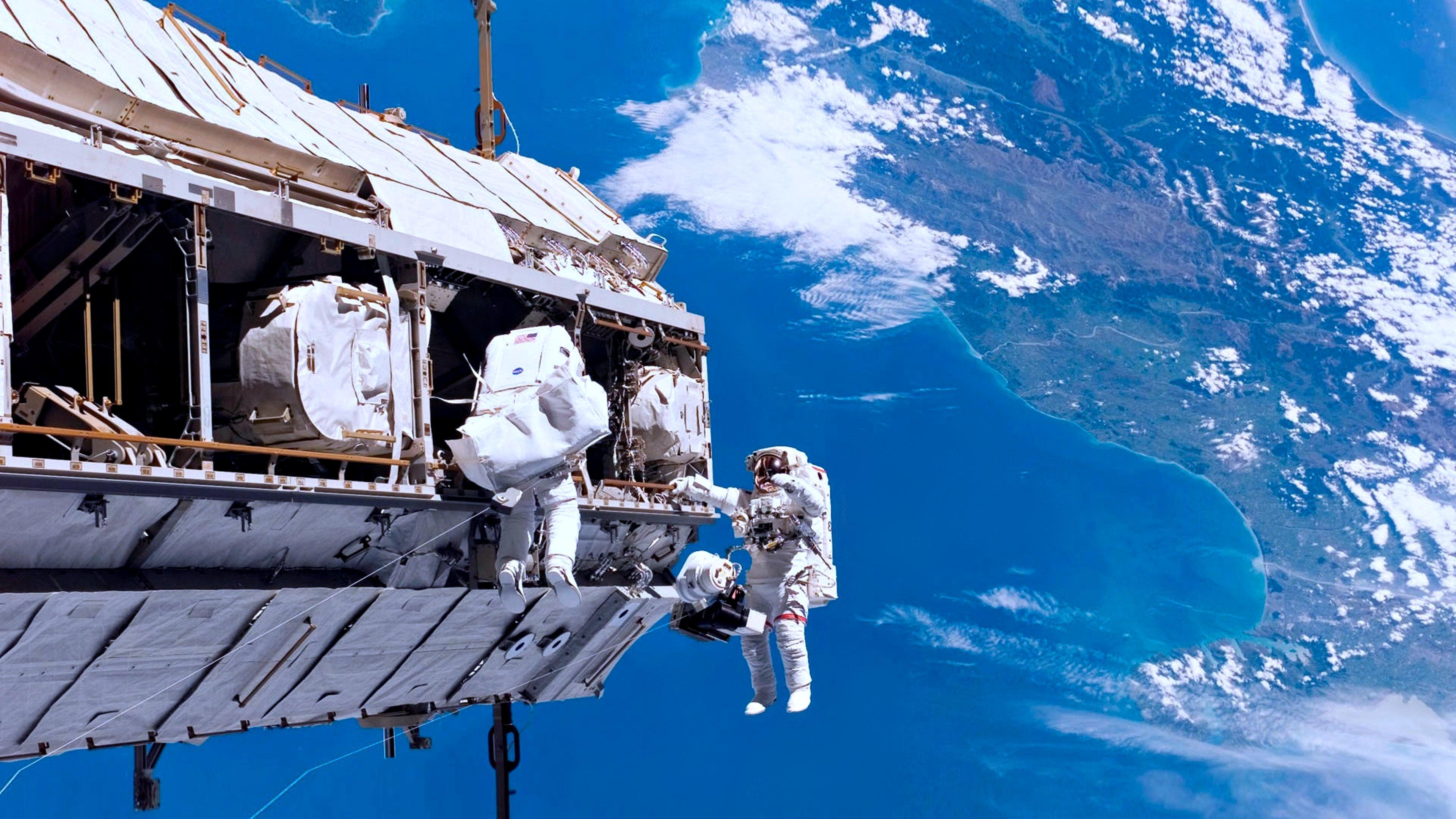 3840x2160 astronauts, Unpack, Satellite, Base, Space, Shuttle, Sky, Earth, Technology, Nasa Wallpaper HD / Desktop and Mobile Background