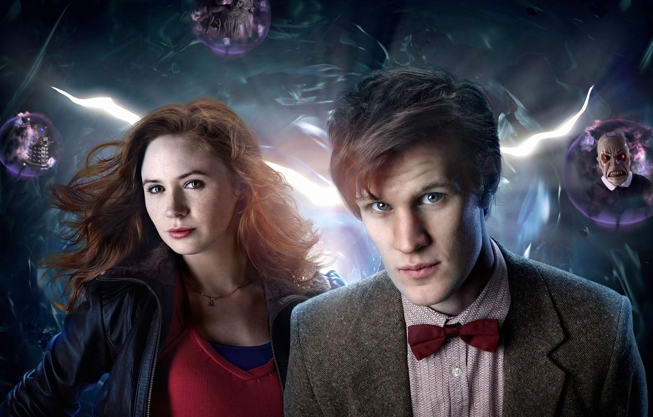 1332x850 Wallpaper look, girl, bubbles, background, fiction, balls, Mike, actress, actor, male, shirt, chain, red hair, Doctor Who, crack, Doctor Who image for desktop, section фильмы