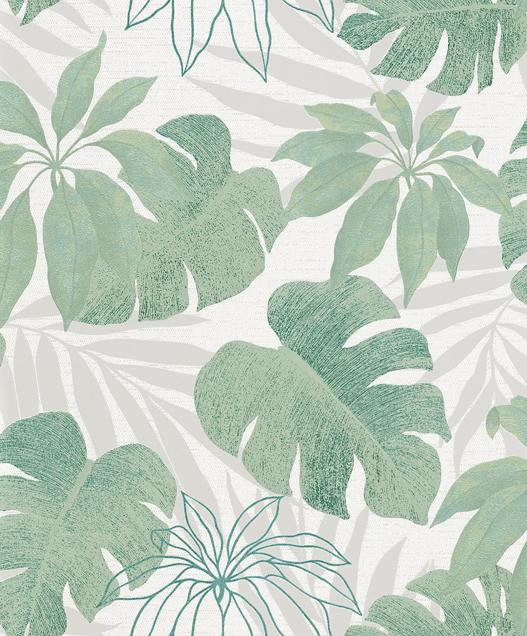 1800x2173 Marburg Nona Green Tropical Leaves Wallpaper in the Wallpaper department at