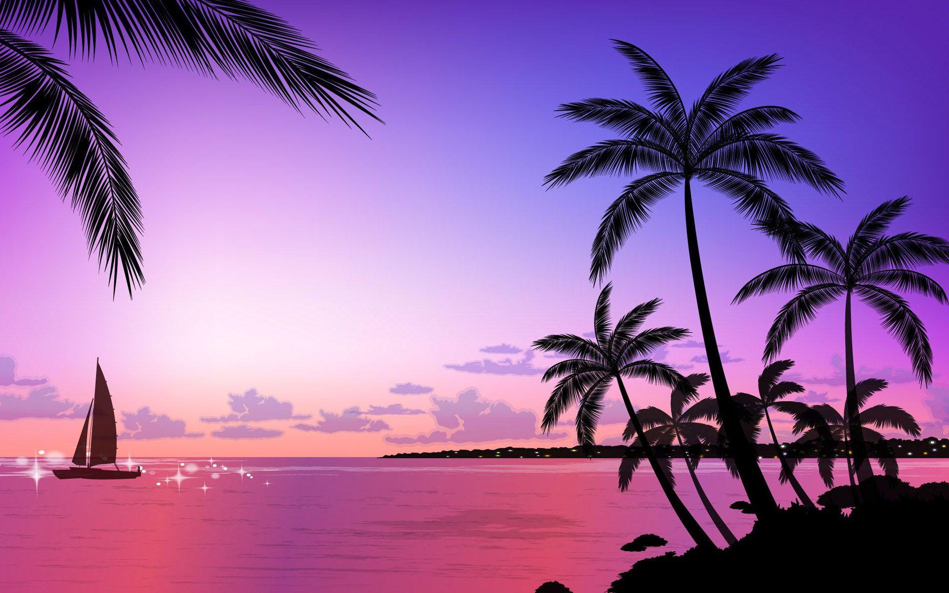 Tropical Beach Sunset RoyaltyFree Stock Photo