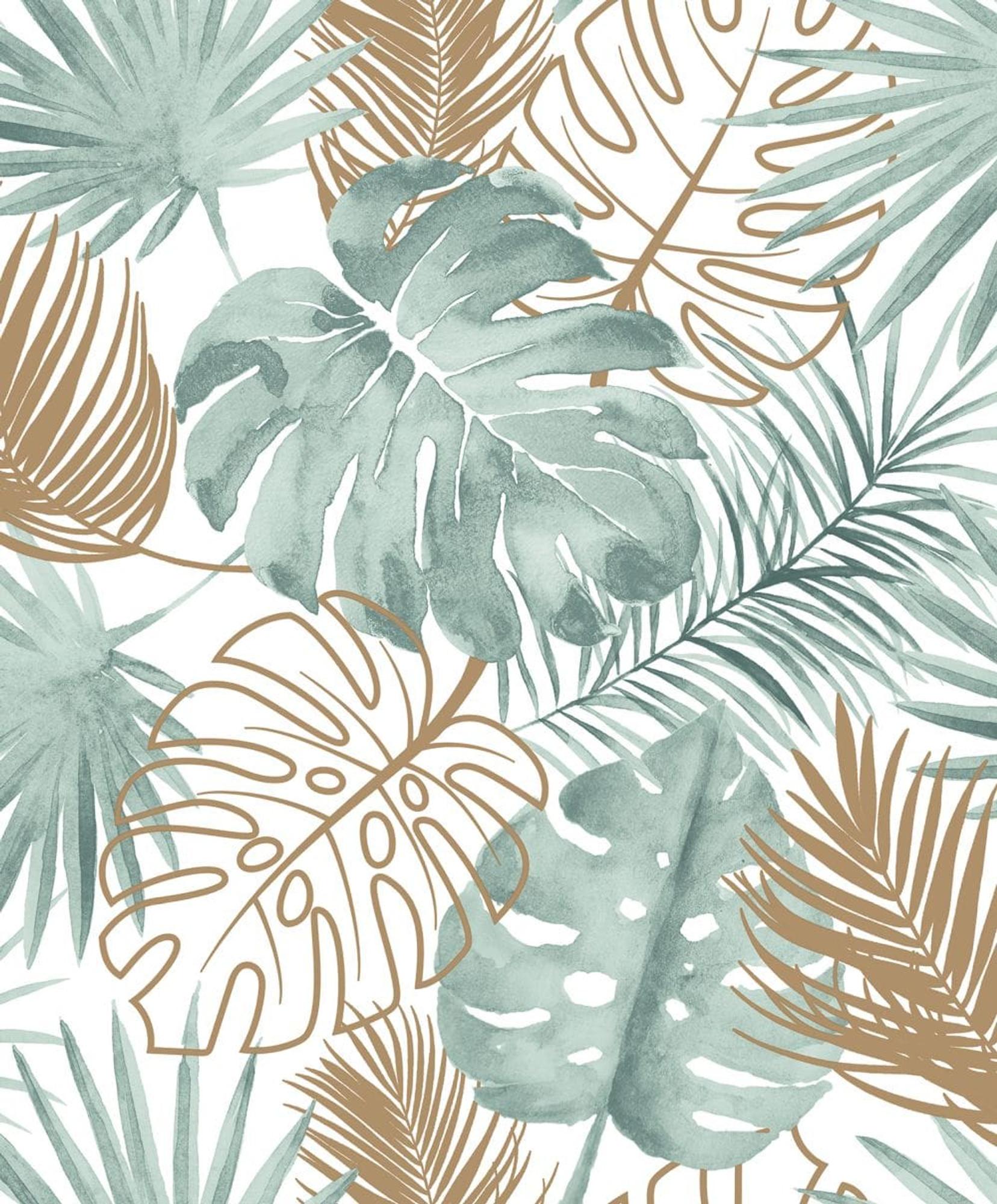 1656x2000 Overlapping Monstera Leaf Green Wallpaper