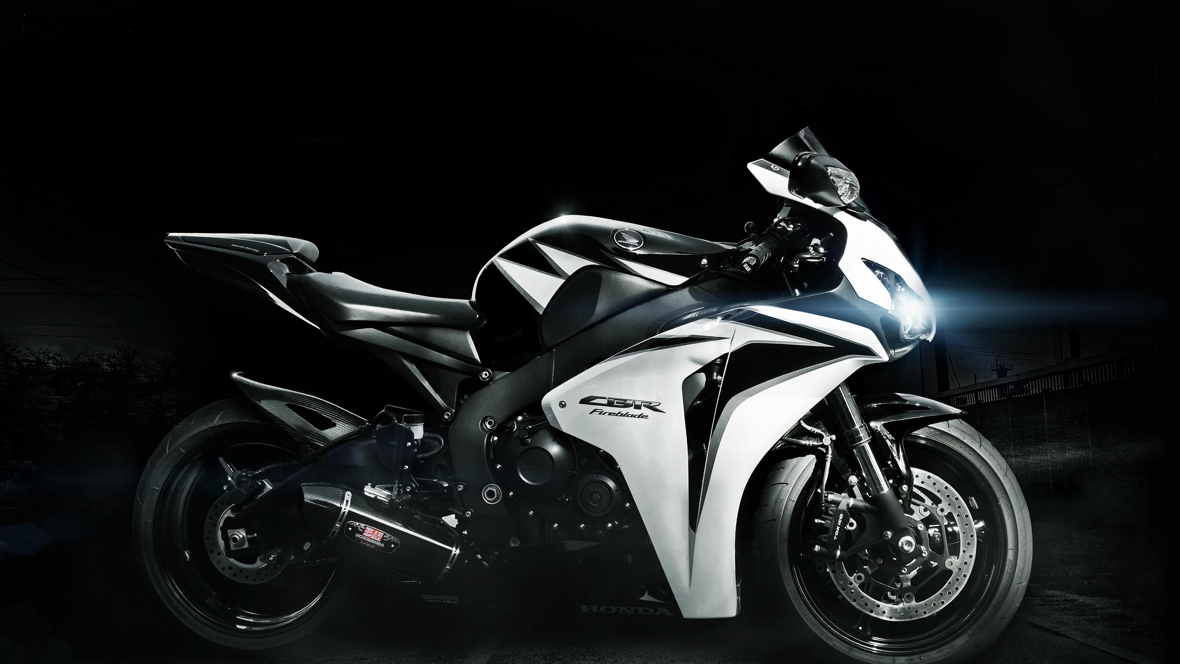3840x2160 Wallpaper 4k honda, cbr, fireblade, white, black, lights 4k Wallpaper