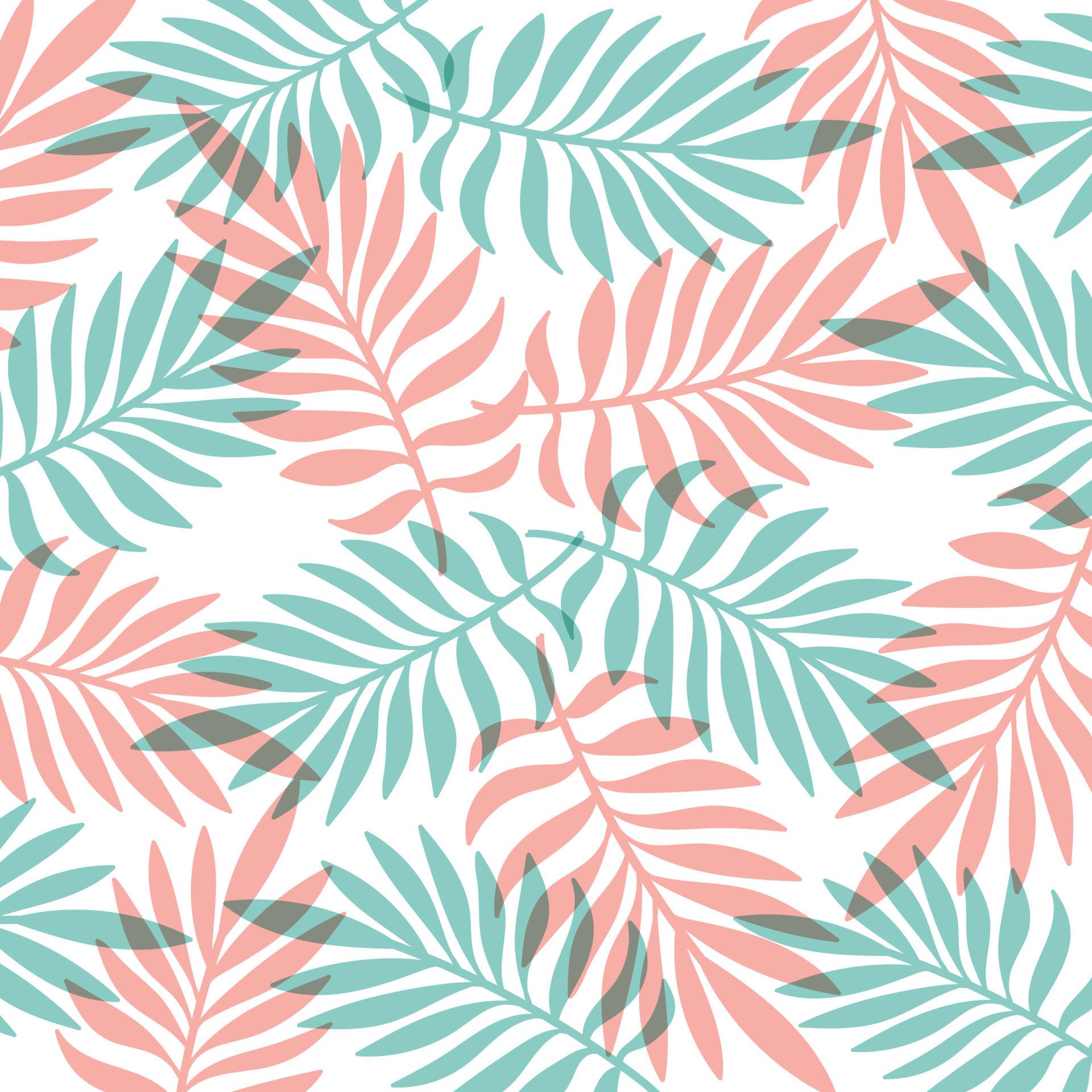 1920x1920 Simple Tropical Leaves Background. Abstract Backdrop With Overlaying Palm Leaves of Blue and Pink Color. Summer Wallpaper Vector