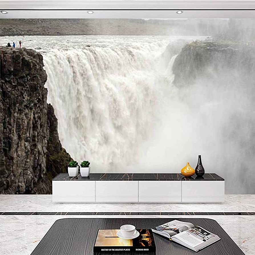 894x894 QDAXZJPRLB Wallpaper Wall Sticker Dettifoss Waterfall Iceland Self Adhesive Peel and Stick Wallpaper Removable Large Wall Mural Wall Poster Decal Home Decor Living Room : Tools & Home Improvement