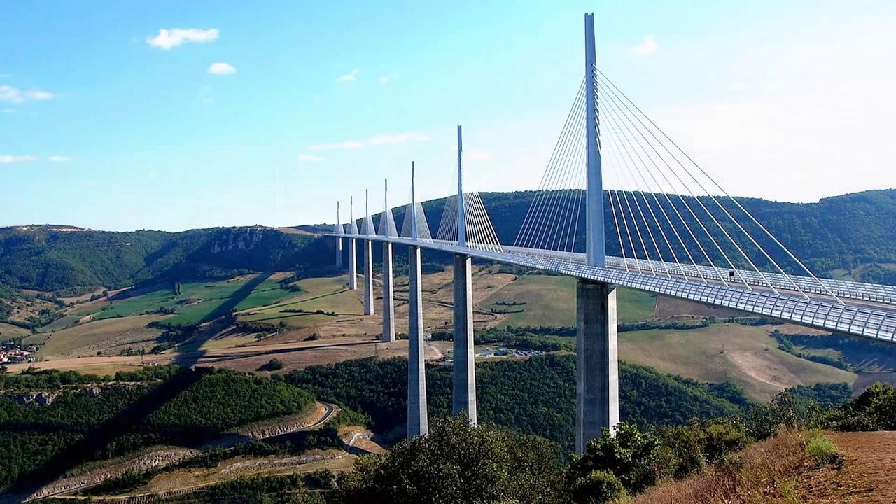 1280x720 Millau Viaduct tallest bridge in the world (HD1080p). Cable stayed bridge, Millau, Scenic