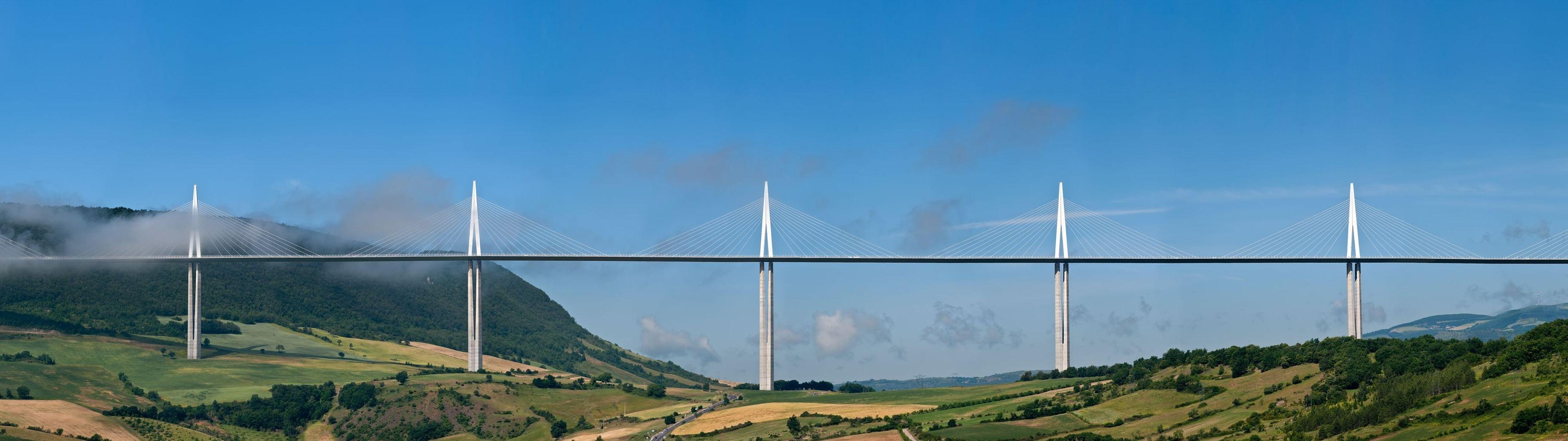 3840x1080 Viaduc de Millau Panorama • Image • WallpaperFusion by Binary Fortress Software