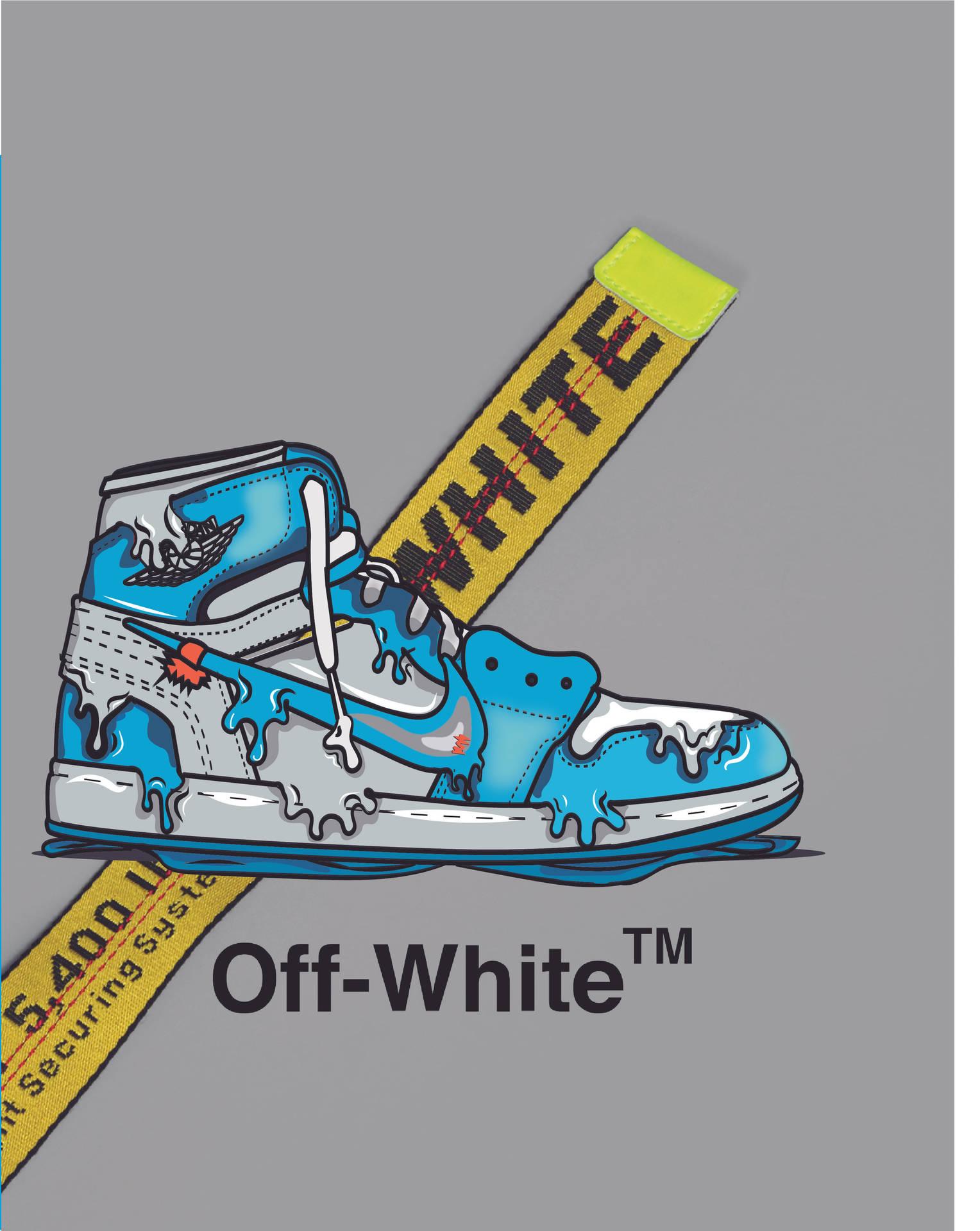 1528x1920 Download Cartoon Jordan Shoes Blue Off White Collaboration Wallpaper