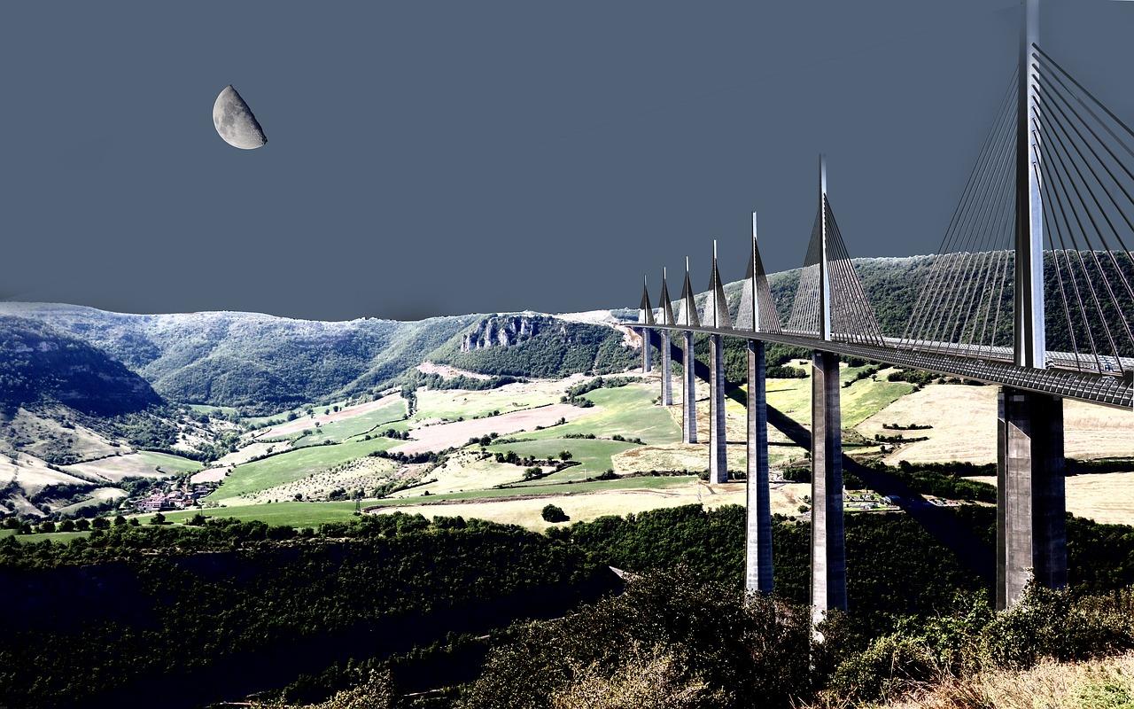 1280x800 Millau Bridge Nocturnal France